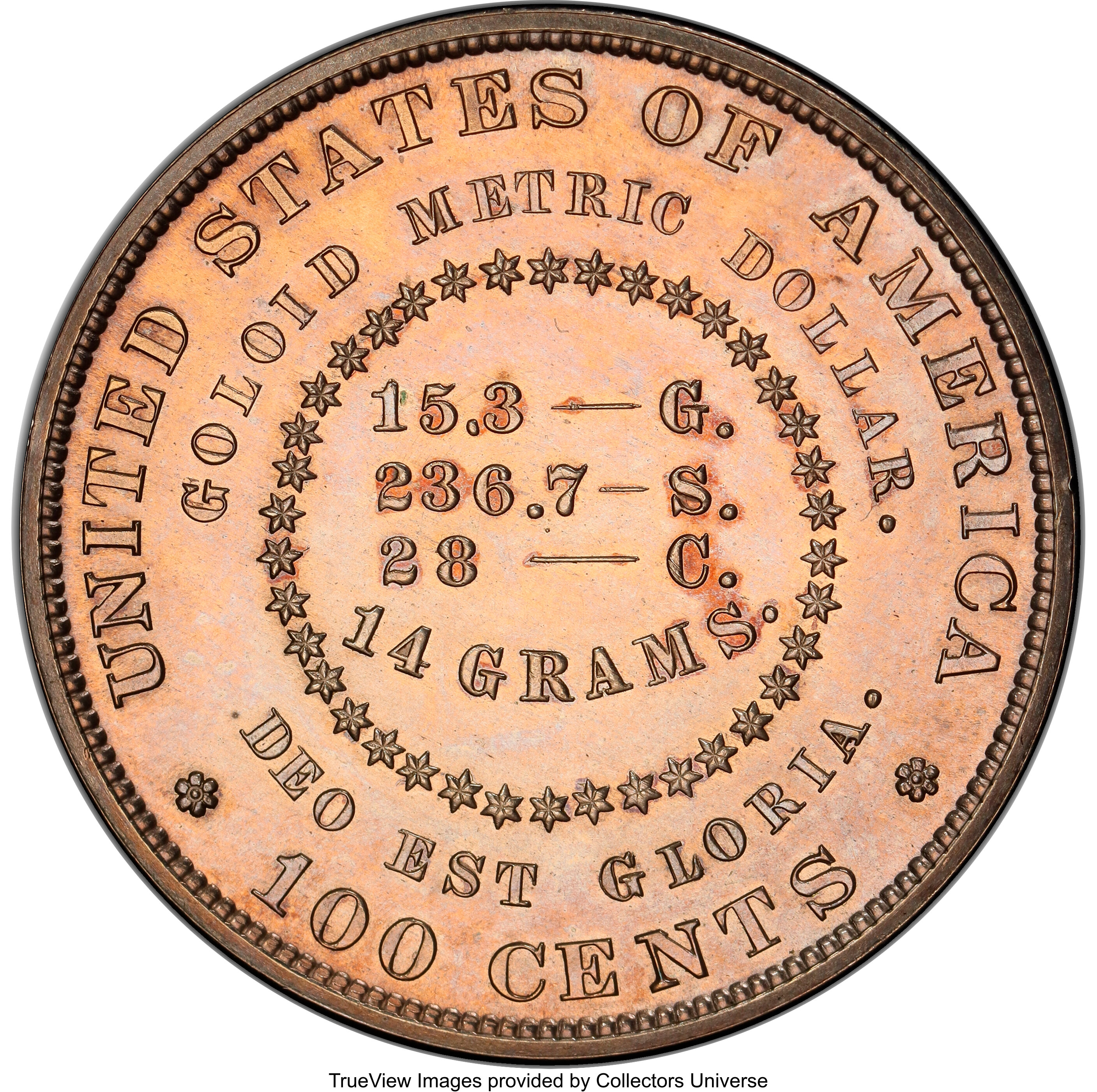 1879 P$1 Metric Dollar, Goloid, J-1626 PR64 thumbnail 3