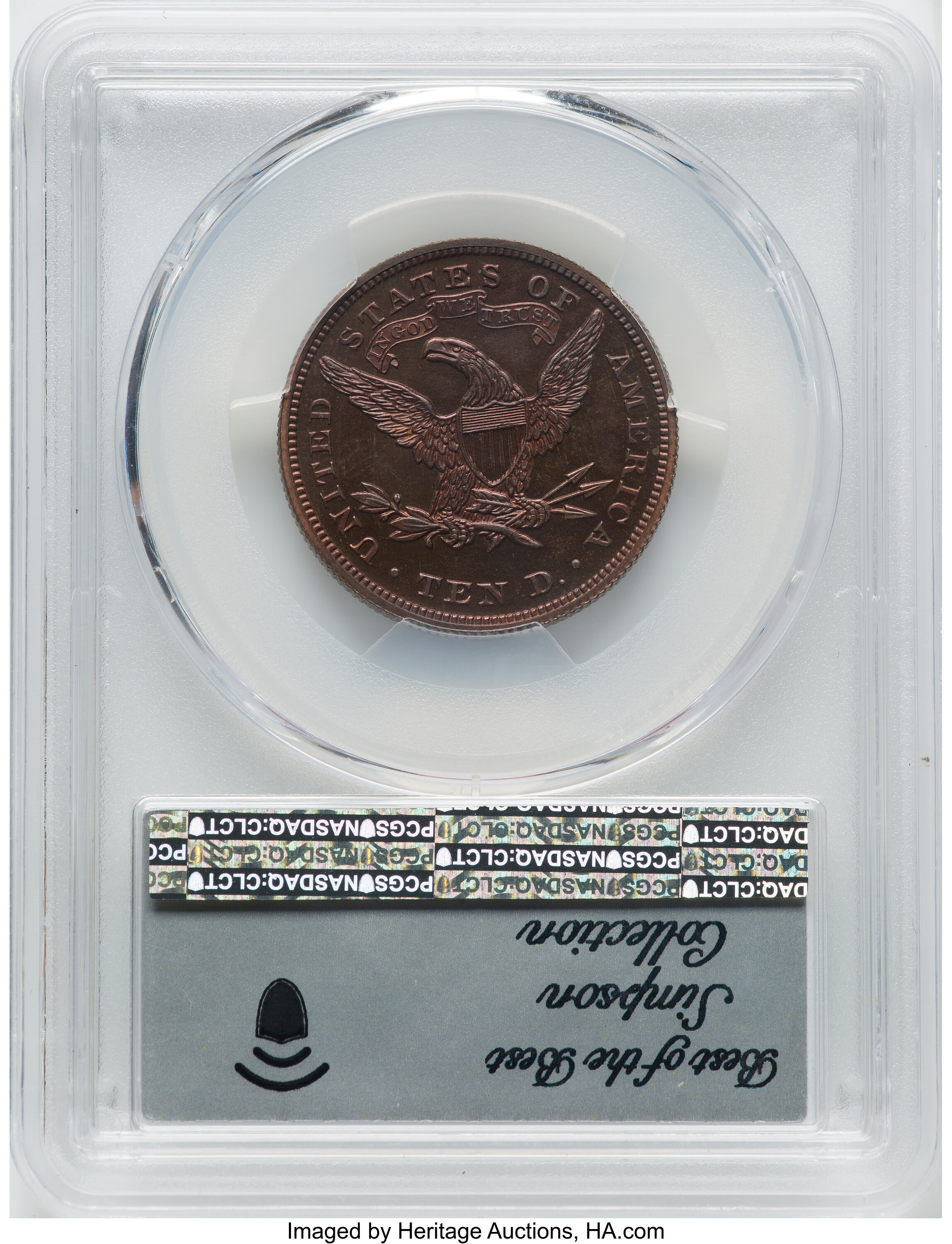 1867 P$10 Copper, J-602 PR RD thumbnail 3