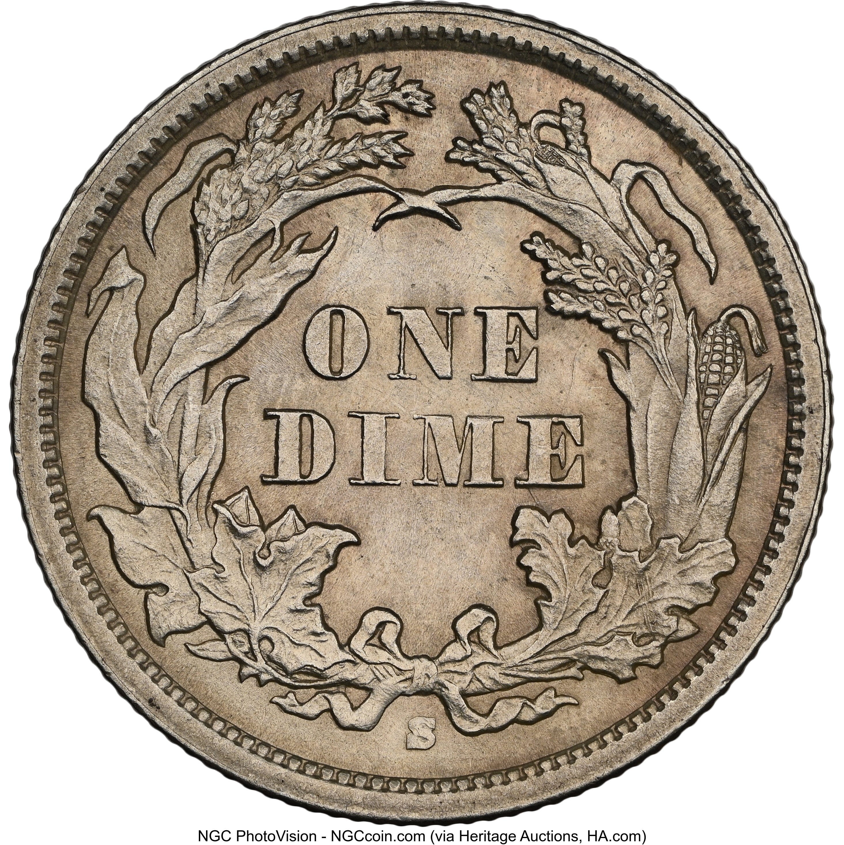 1868-S 10c MS63 thumbnail 3