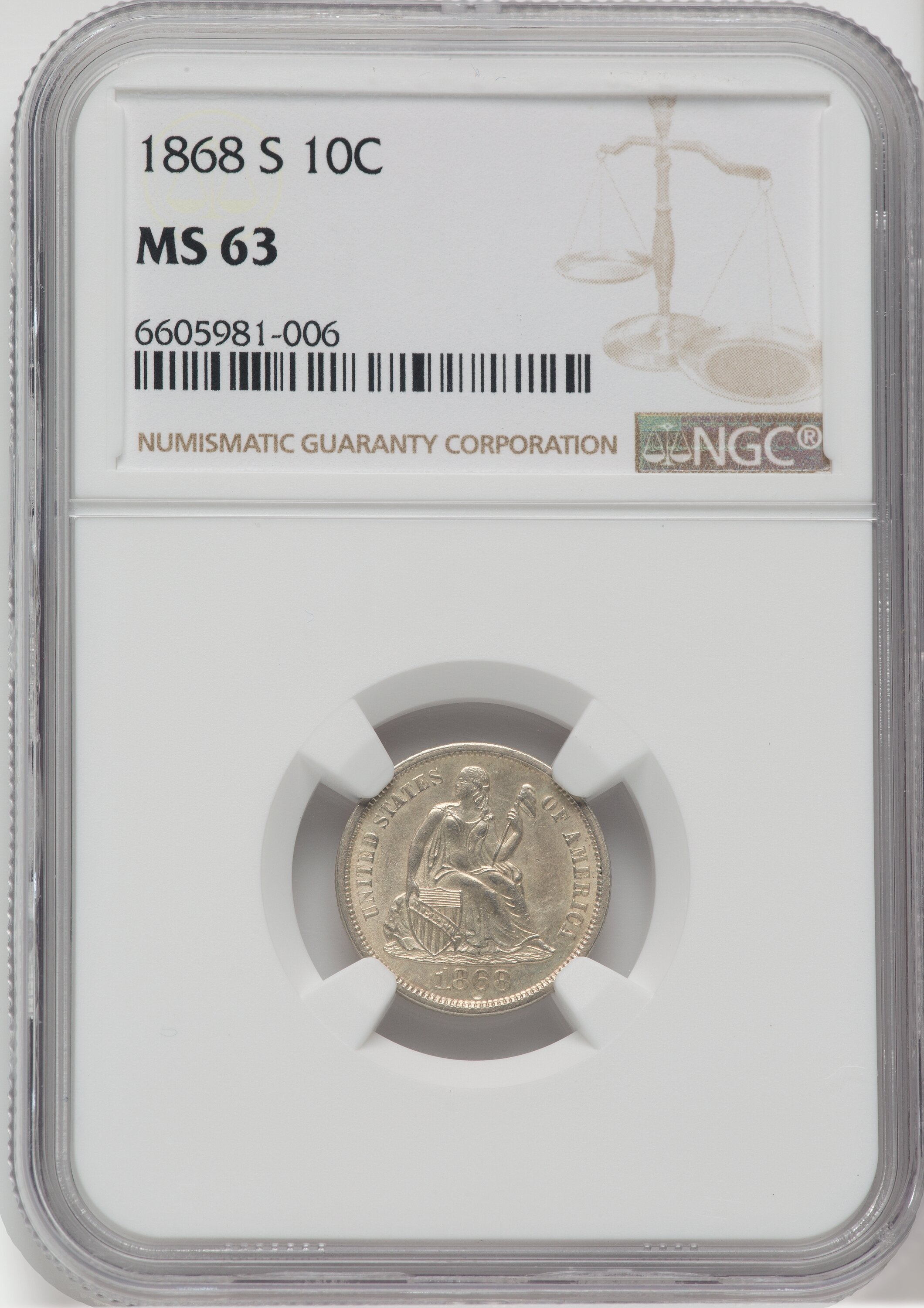 1868-S 10c MS63 thumbnail 4