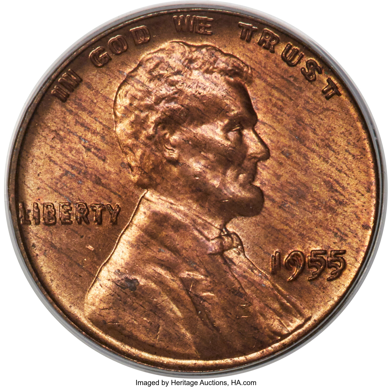 1955 1c Doubled Die Obverse, FS-101 MS RD MS64 RD thumbnail 14