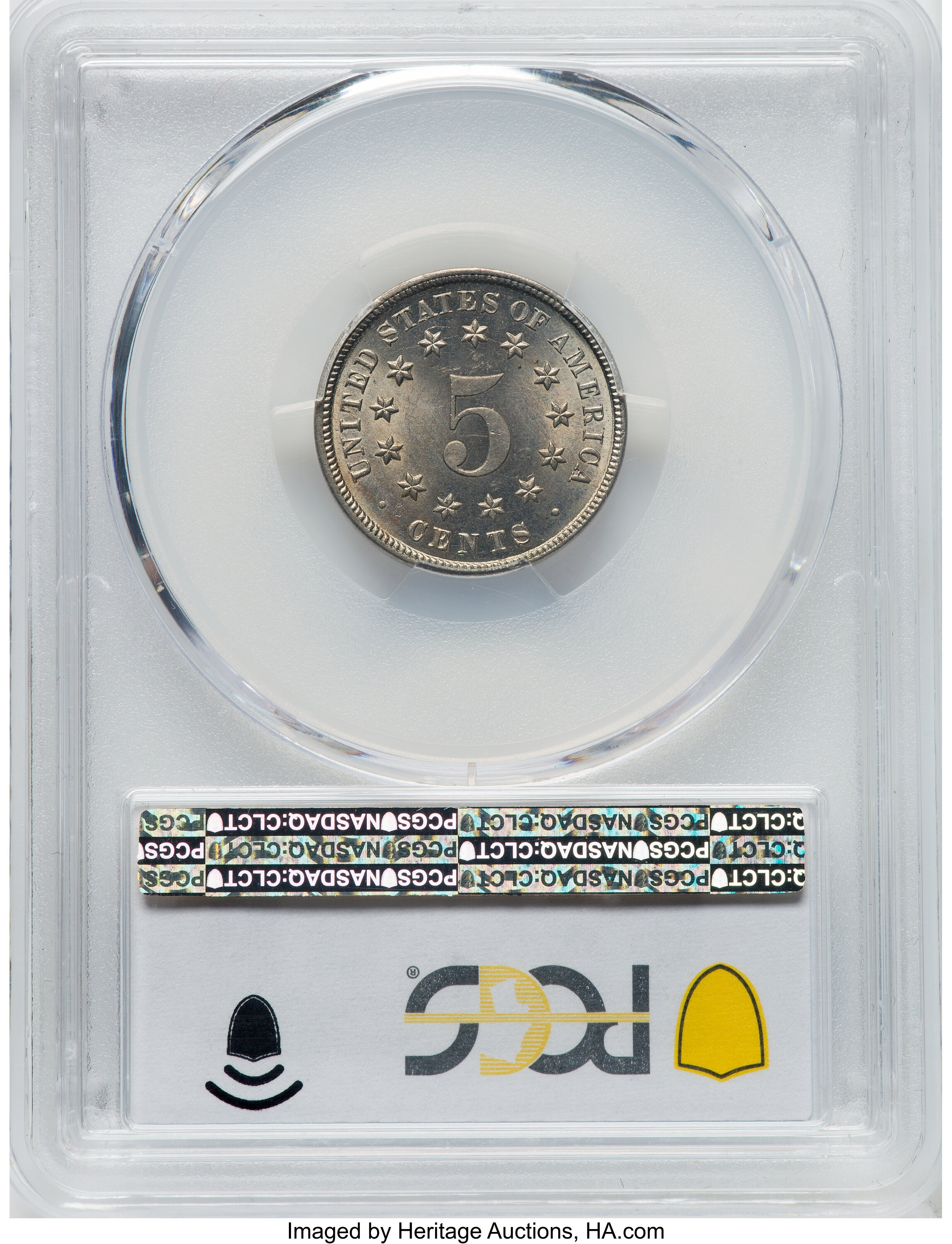 1883/2 5c Shield, Overdate, FS-301 MS64 CAC thumbnail 4