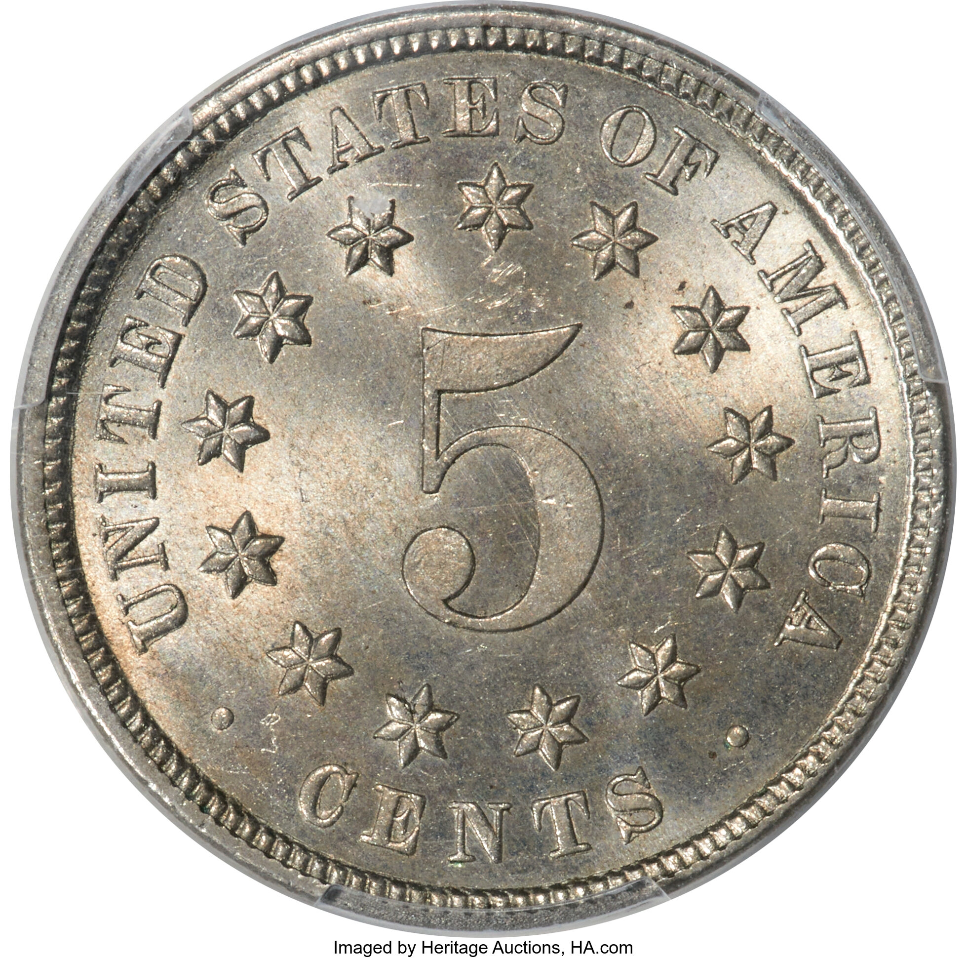 1883/2 5c Shield, Overdate, FS-301 MS64 CAC thumbnail 5