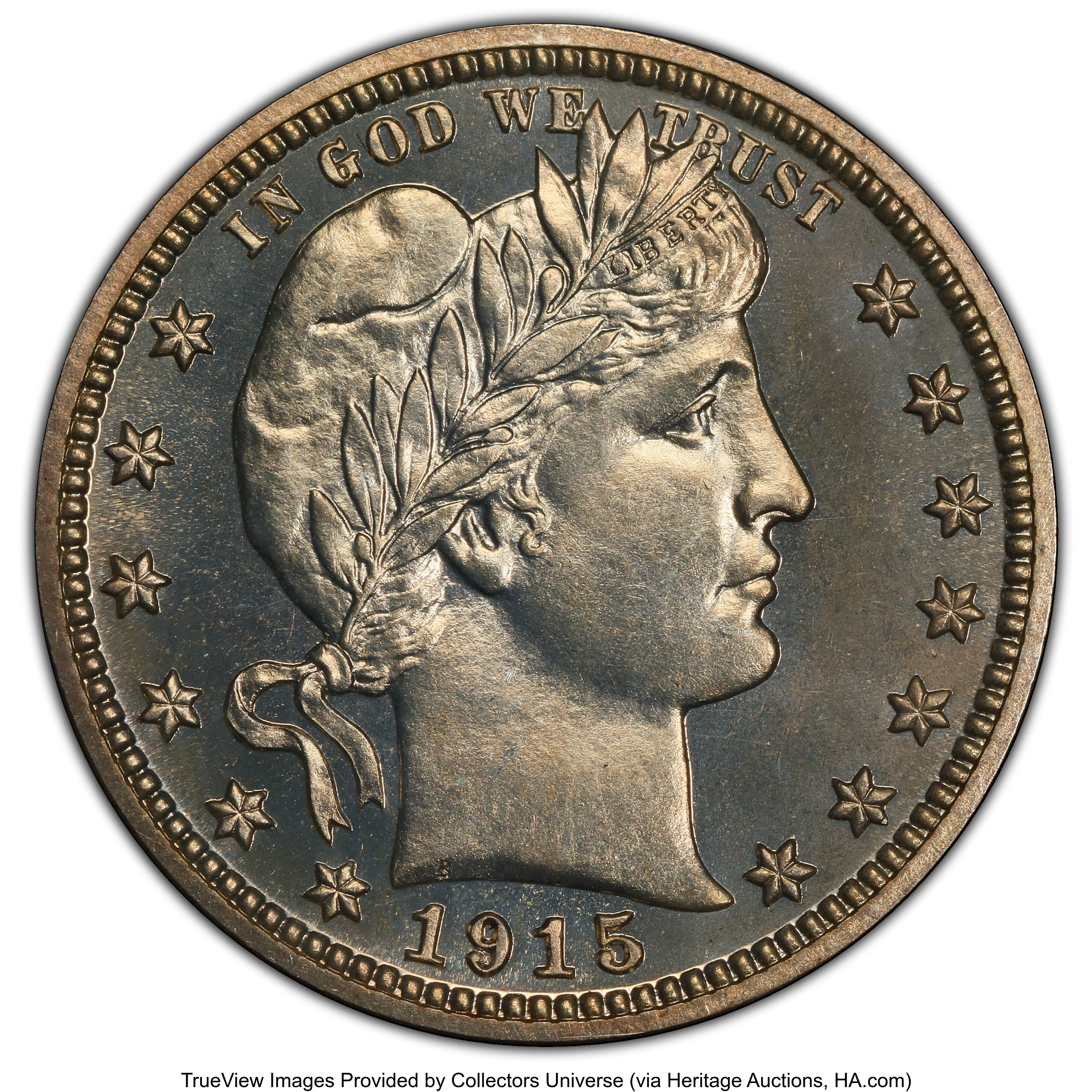 1915 25C PR66 PCGS. PCGS Population: (14/10 and 2/8+). NGC Census: (25/18 and 1/0+). CDN: $1,650 Whsle. Bid for NGC/PCGS PR...