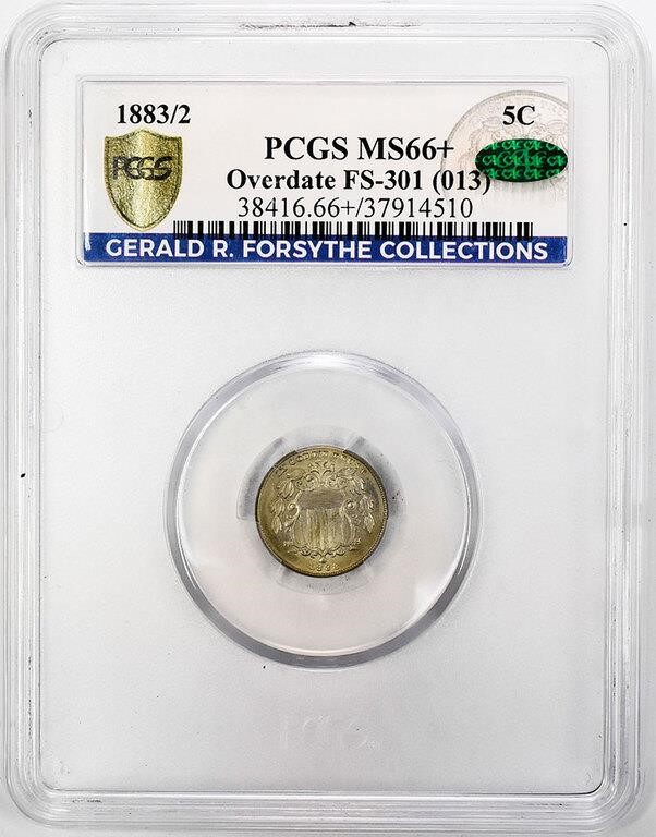 1883/2 5c Shield, Overdate, FS-301 MS64 CAC thumbnail 12