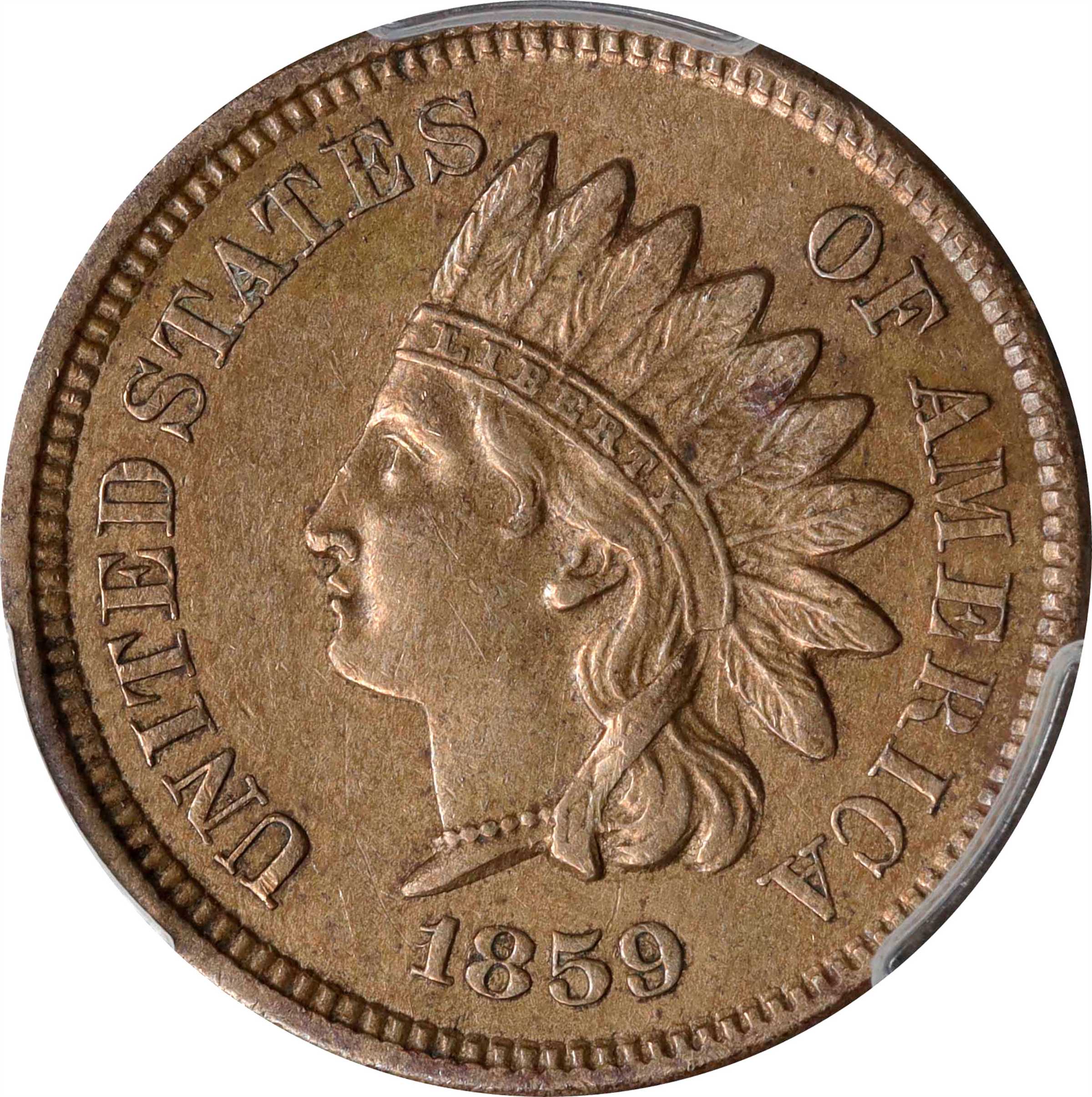 1859 Indian Cent. Snow-1, FS-301. Repunched Date. AU Details--Cleaned (PCGS).