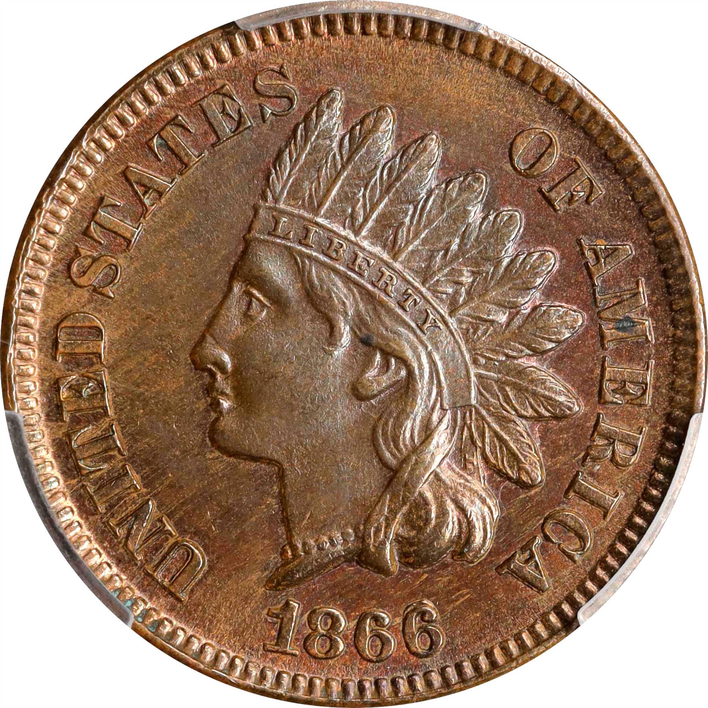 1866 Indian Cent. Snow-2, FS-301. Repunched Date. Unc Details--Cleaned (PCGS).