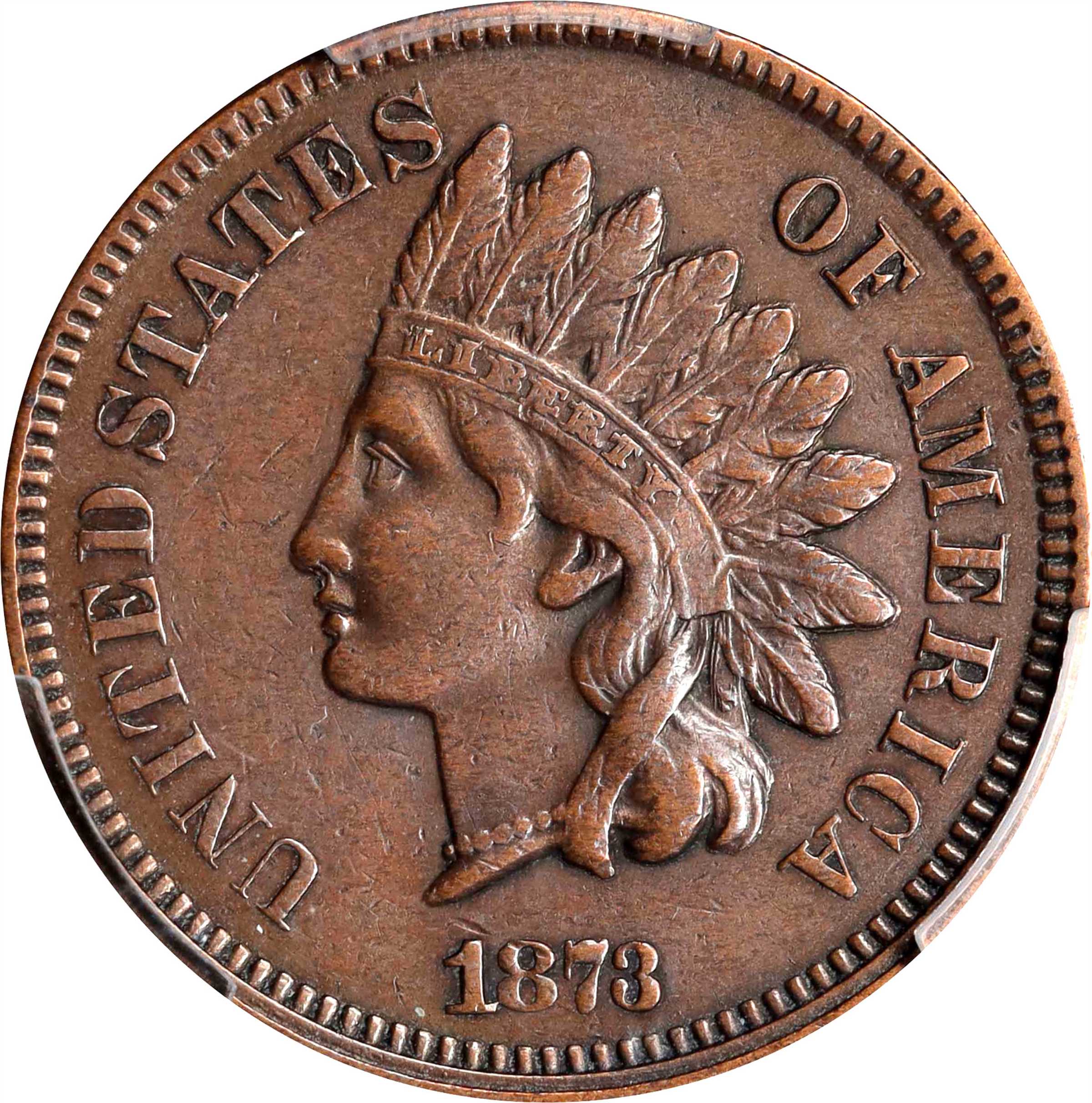 1873 Indian Cent. Close 3. Snow-1, FS-101. Doubled Die Obverse, Doubled LIBERTY. EF Details--Cleaned (PCGS).