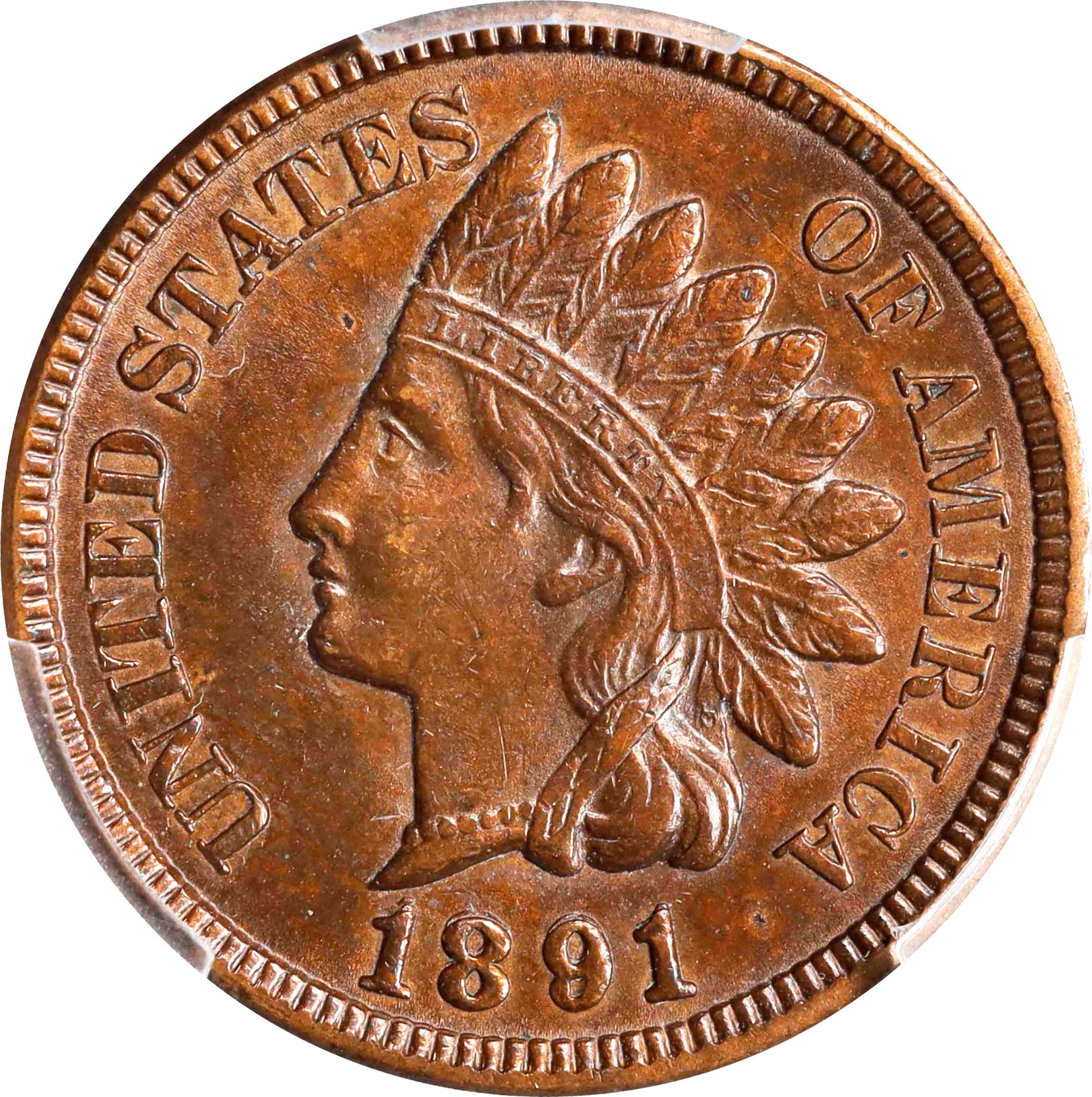1891 Indian Cent. Snow-3, FS-301. Repunched Date. MS-62 BN (PCGS). CAC.