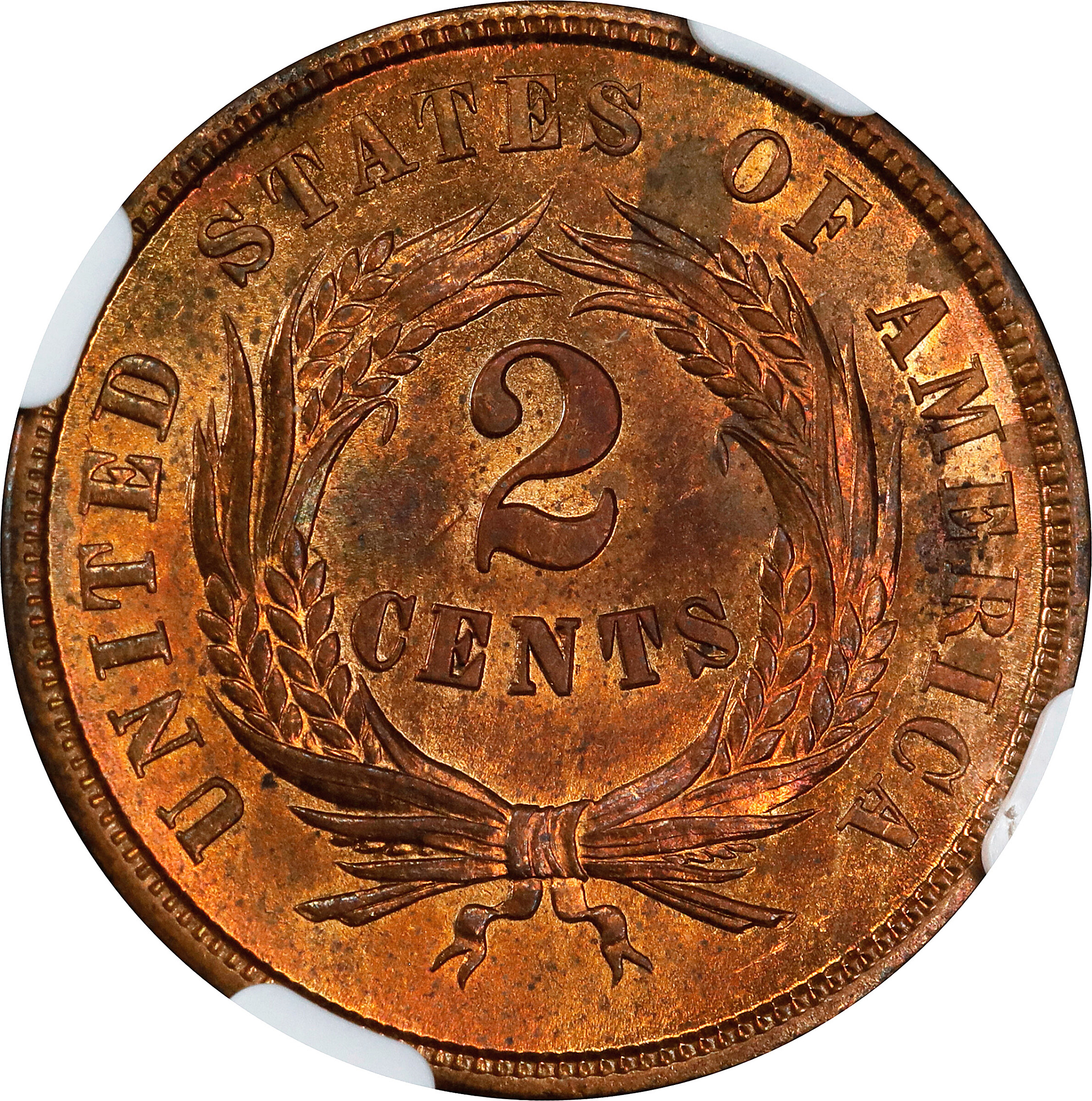 1864 2c Large Motto, RPD, FS-1302 MS RB MS64 RB CAC thumbnail 2