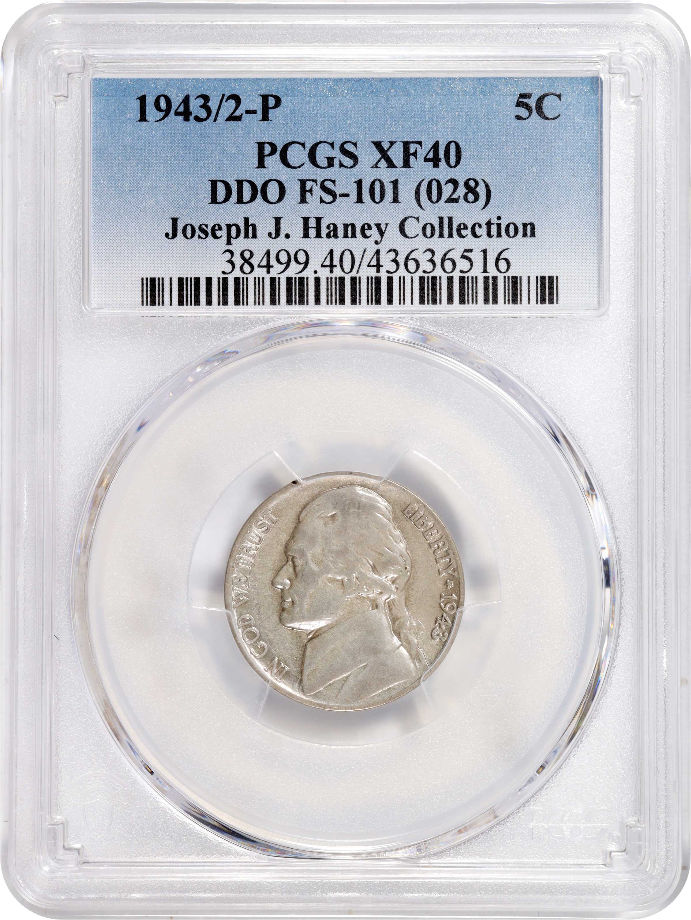 1943/2-P 5c Silver, DDO & Overdate, FS-101 AU50 thumbnail 8