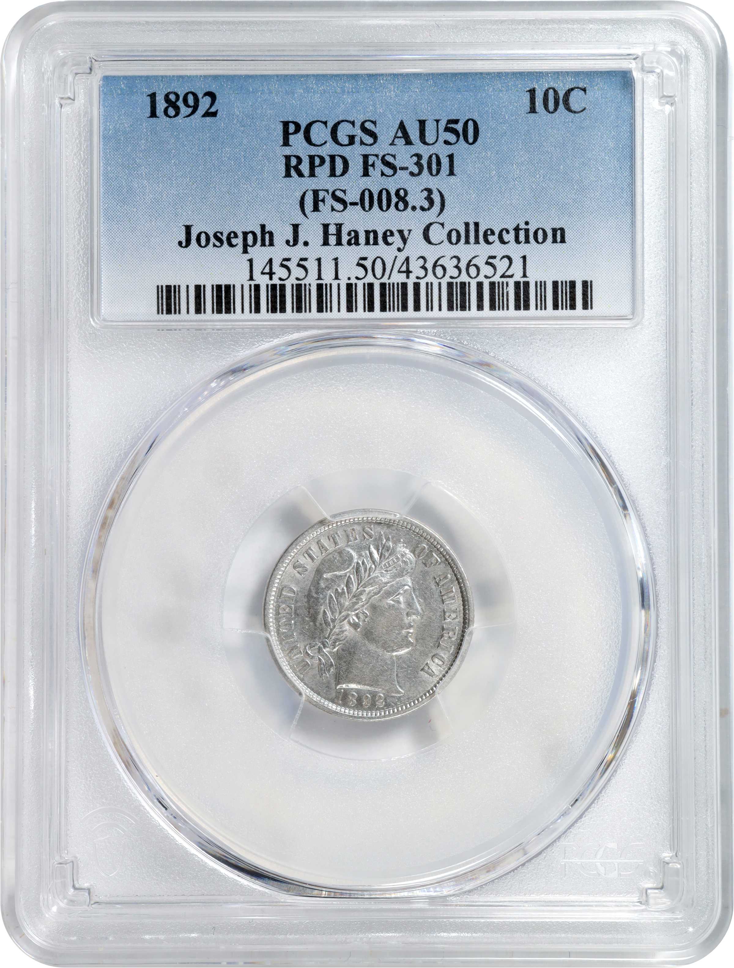 1892 10c Repunched Date, FS-301 MS thumbnail 4