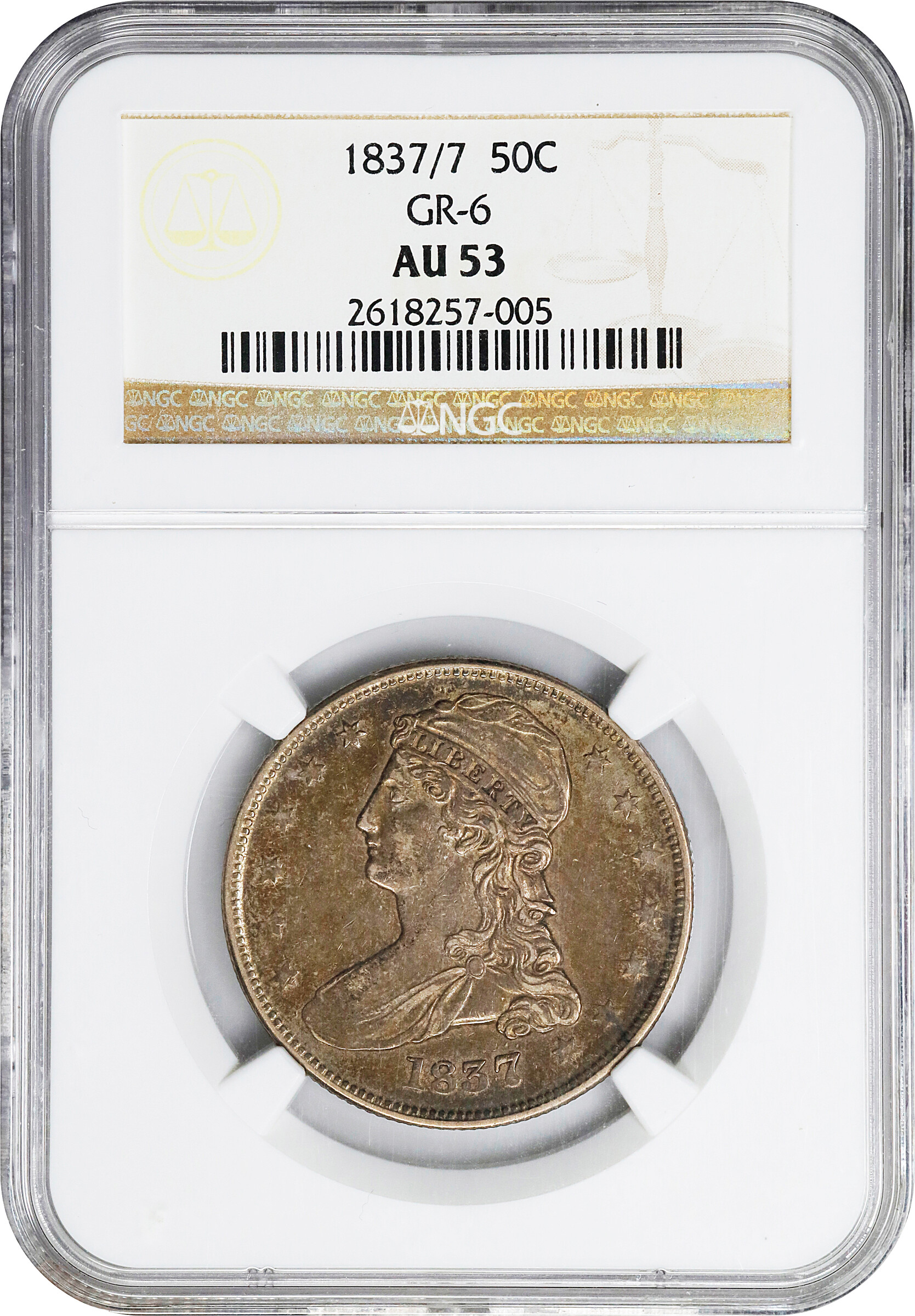 1837 50c Reeded Edge, GR-6 MS66 thumbnail 4