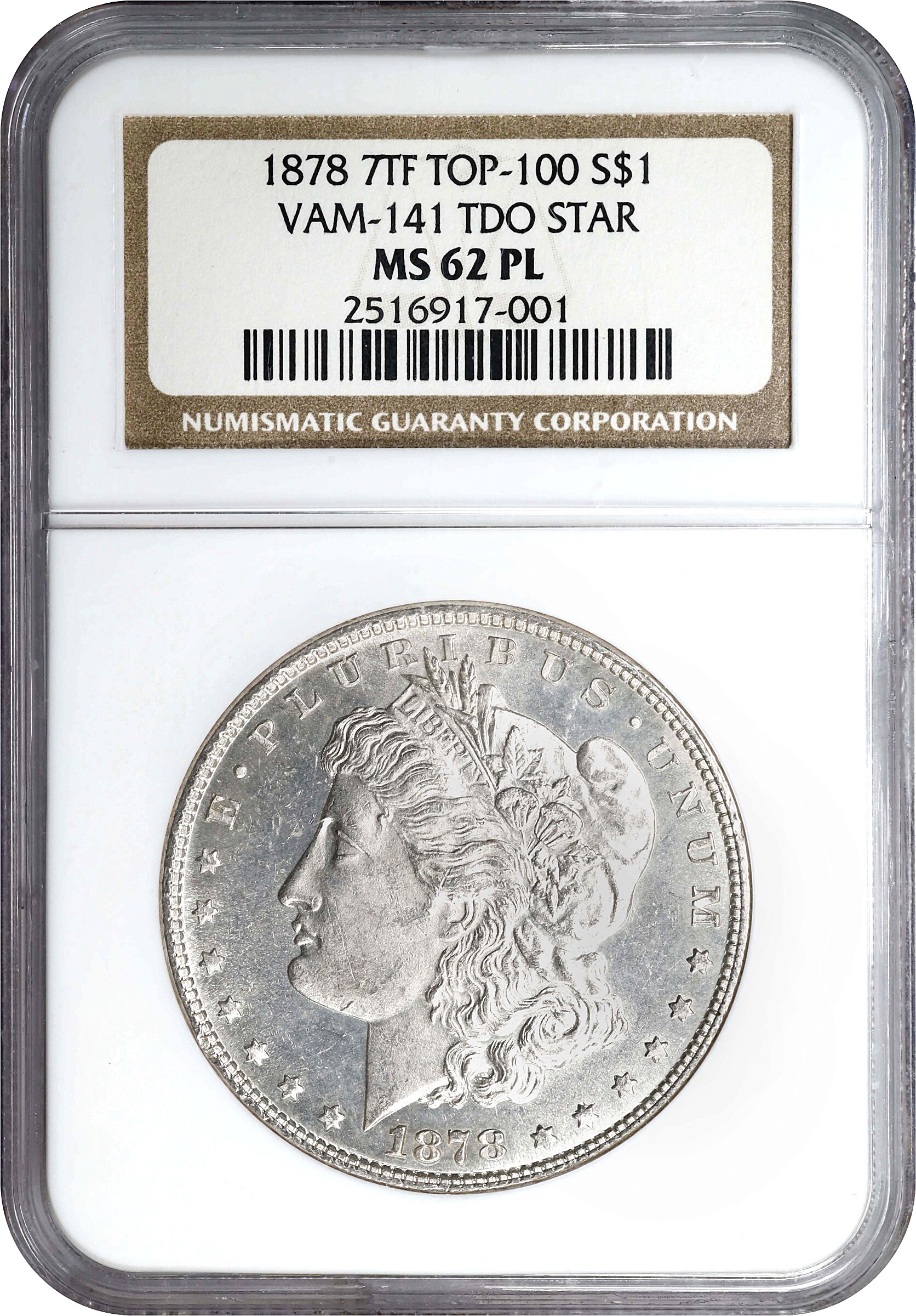 1878 7TF $1  Reverse of 1878, Tripled Star, VAM-141 MS PL MS62 PL thumbnail 3