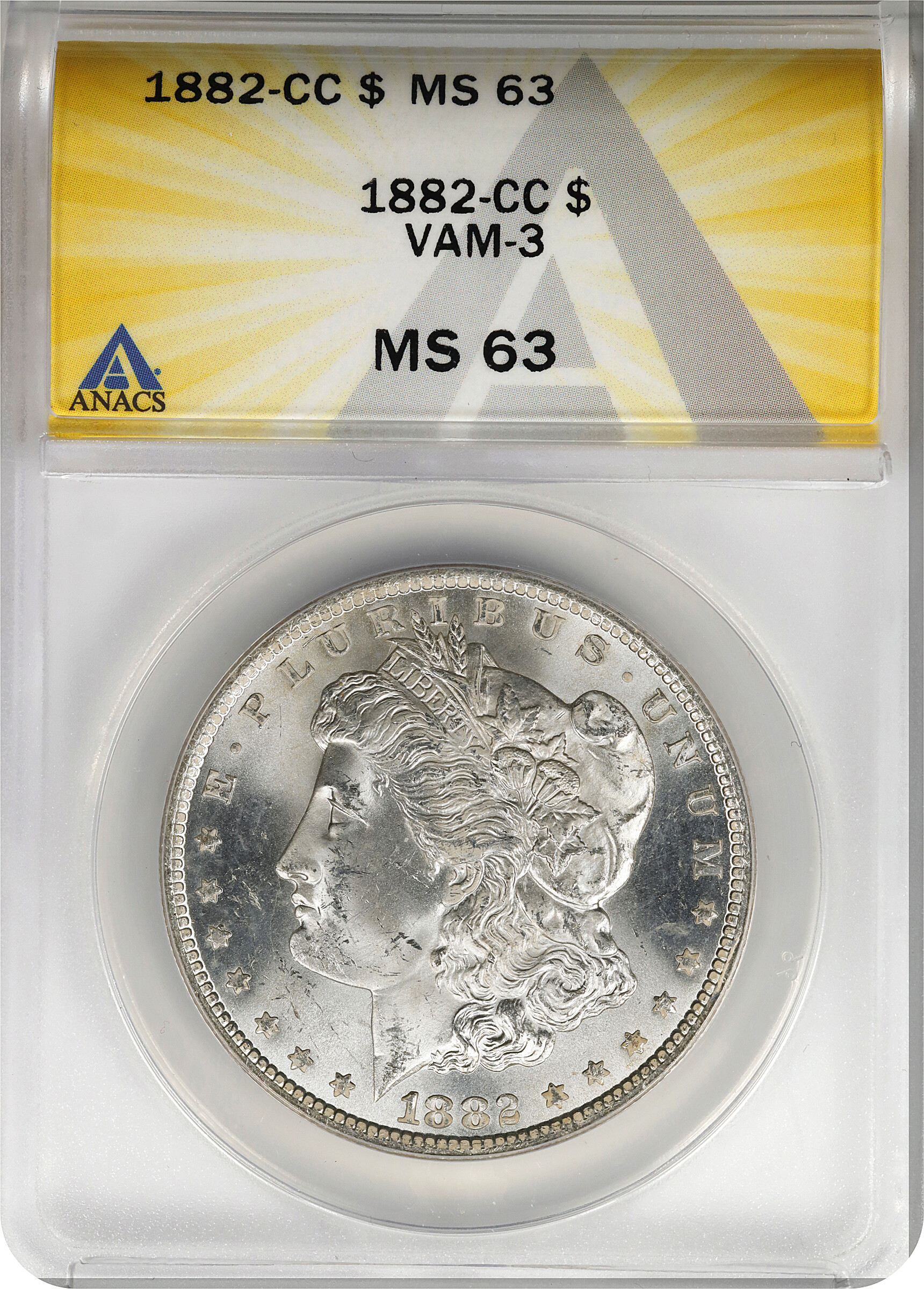1882-CC $1  Spiked Wing, VAM-3 AU50 CAC thumbnail 3