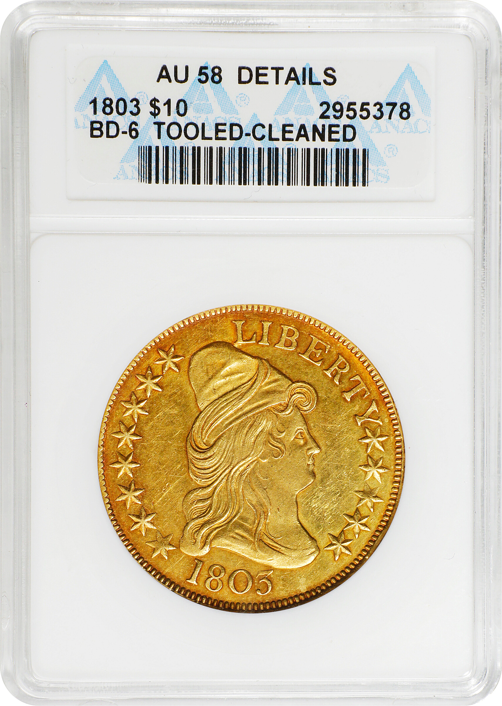 1803 $10  Large Stars Reverse, BD-6 VF25 CAC thumbnail 3