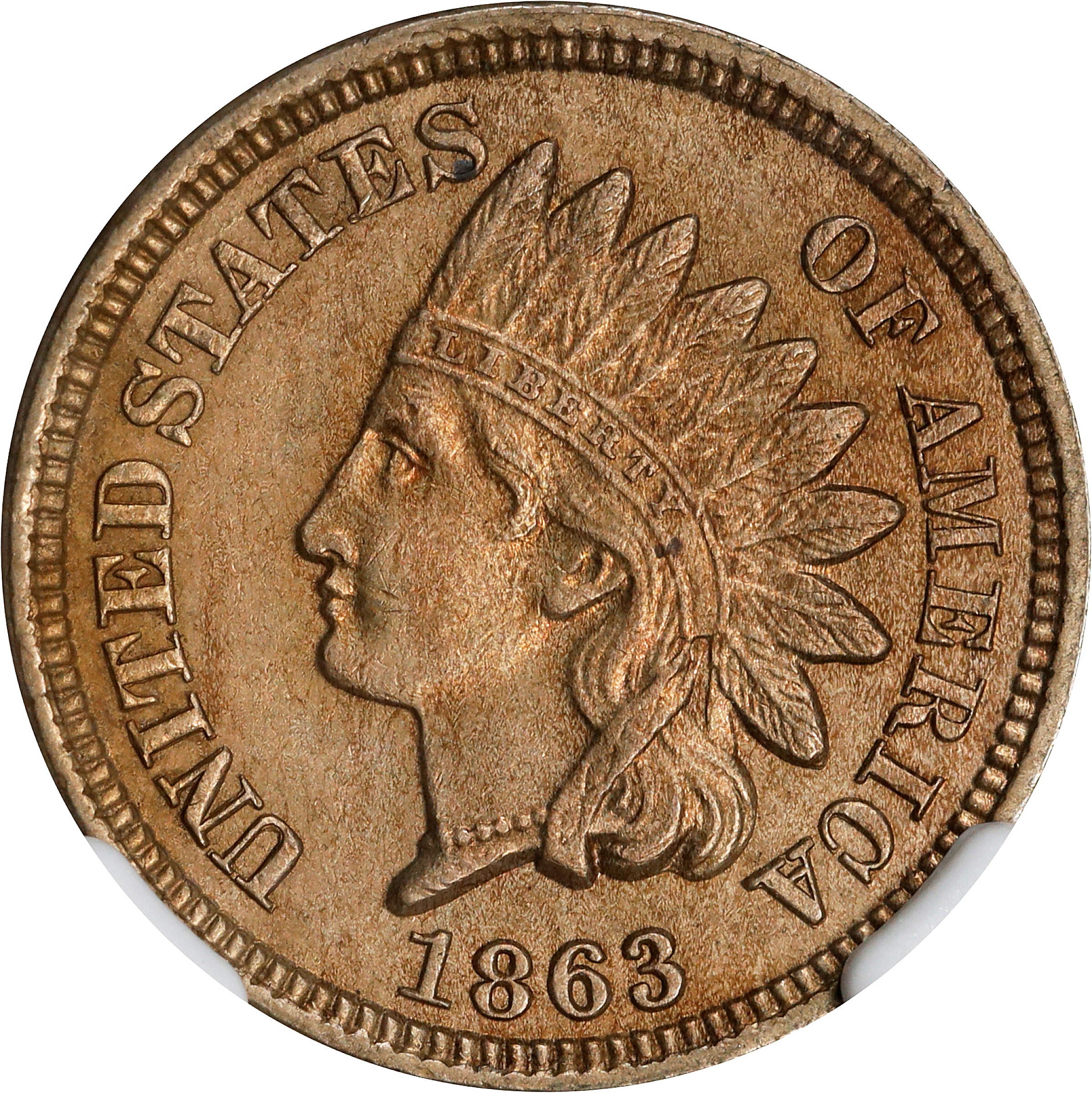 1863 Indian Cent. Snow-10, FS-801. Doubled Die Reverse. MS-62 (NGC).