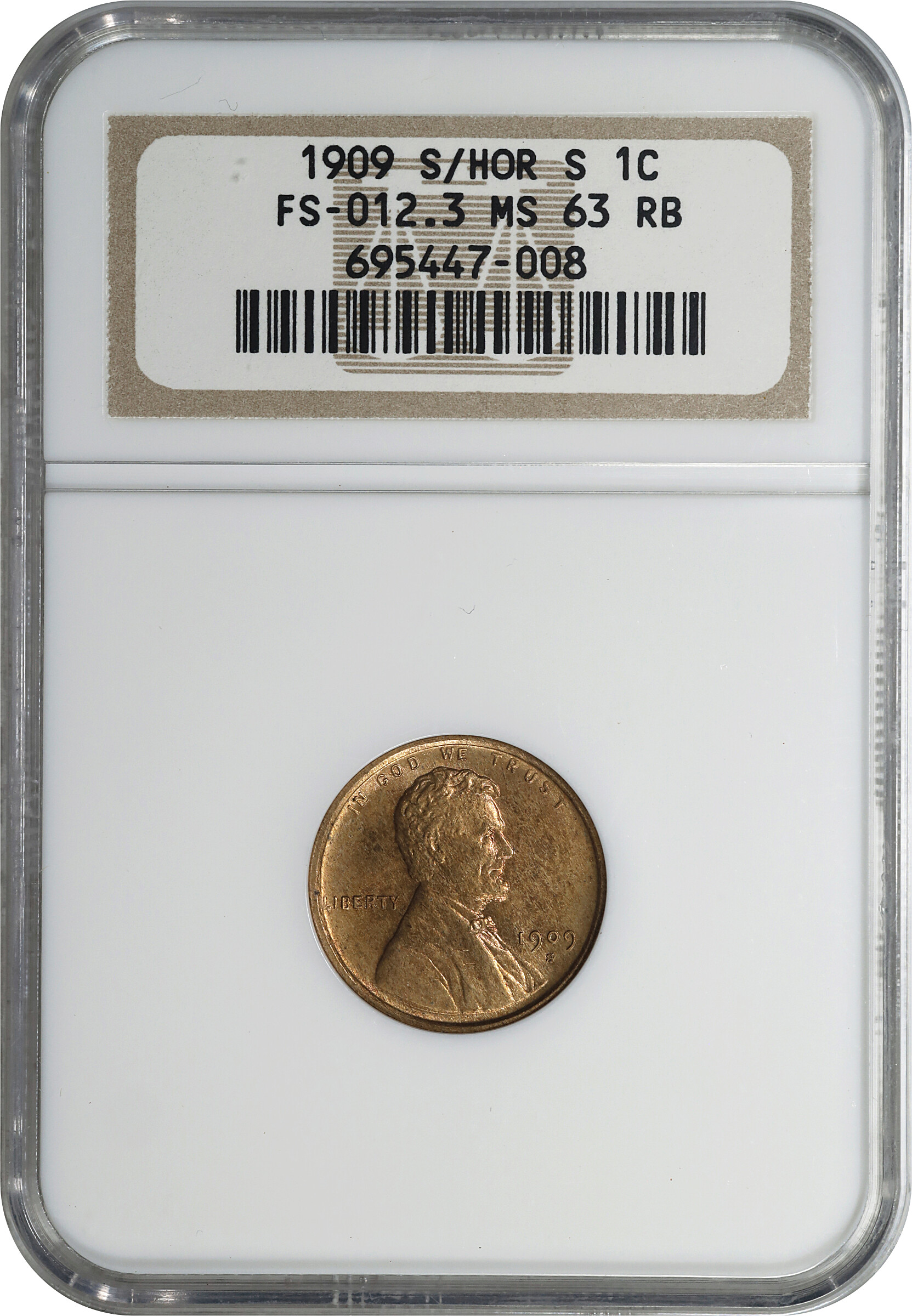 1909-S/S 1c Lincoln, S over Horizontal S MS RB MS61 RB thumbnail 10