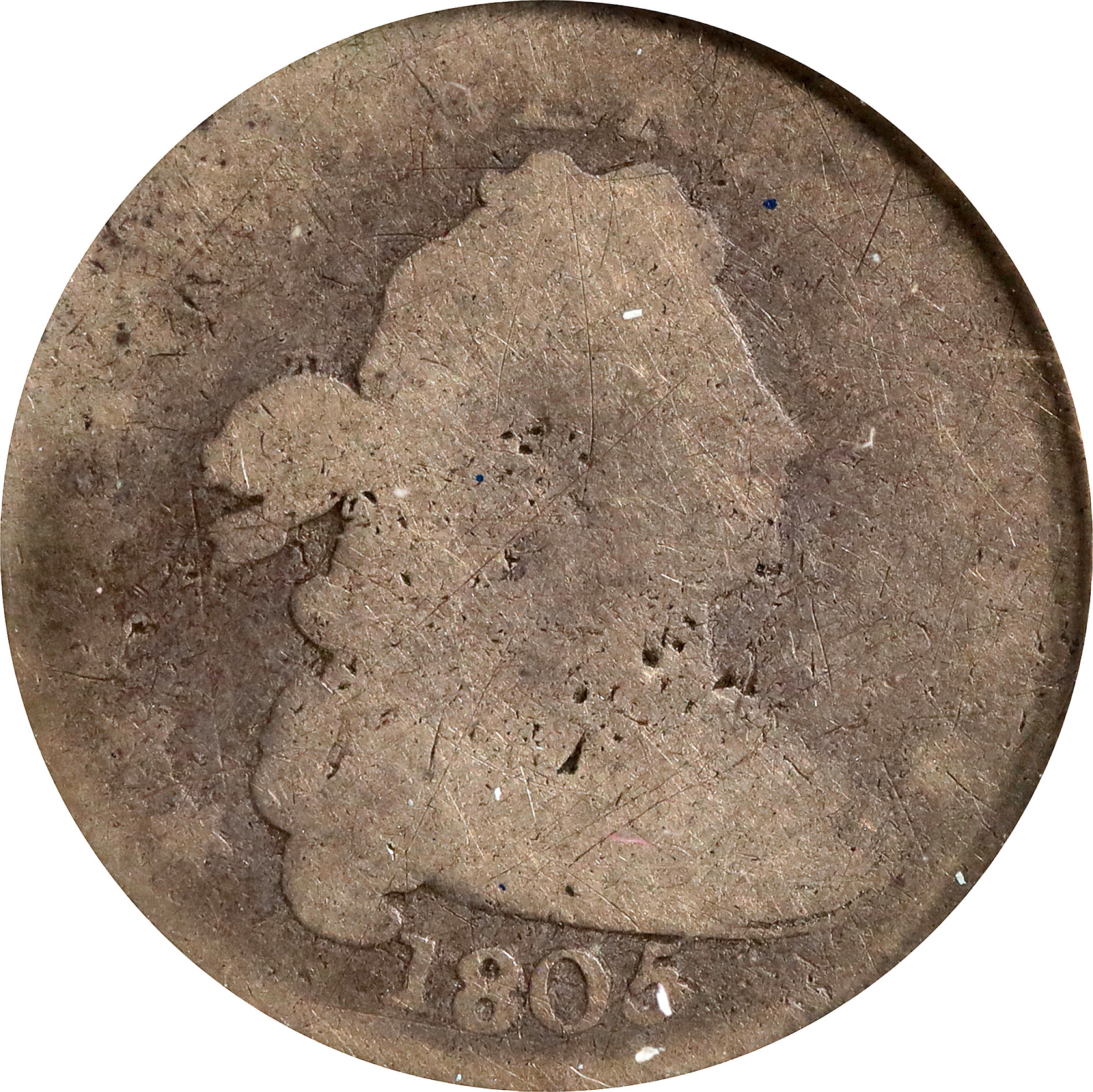 1805 Draped Bust Dime. JR-2. Rarity-1. 4 Berries. Poor-1 (ANACS).