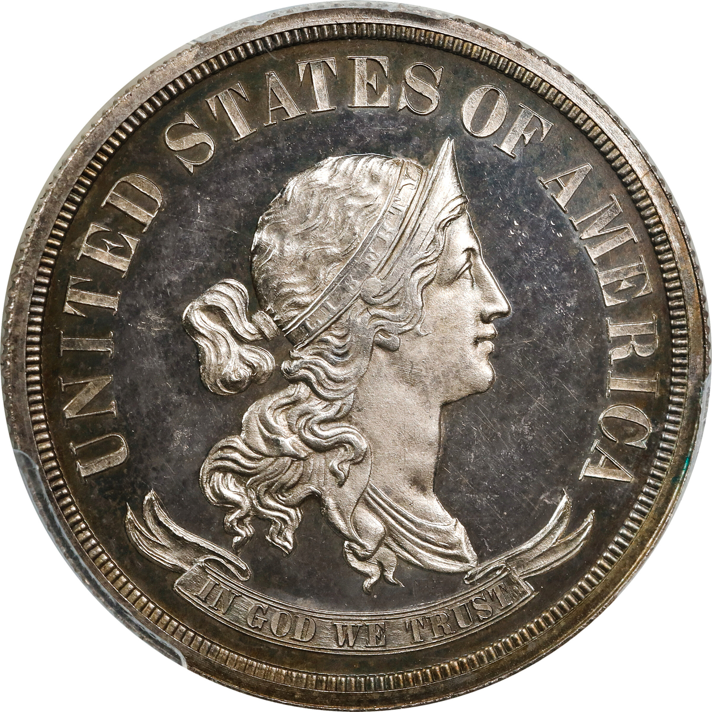 1870 Pattern Half Dollar. Judd-951, Pollock-1094. Rarity-5. Silver. Reeded Edge. Proof-63 Cameo (PCGS).