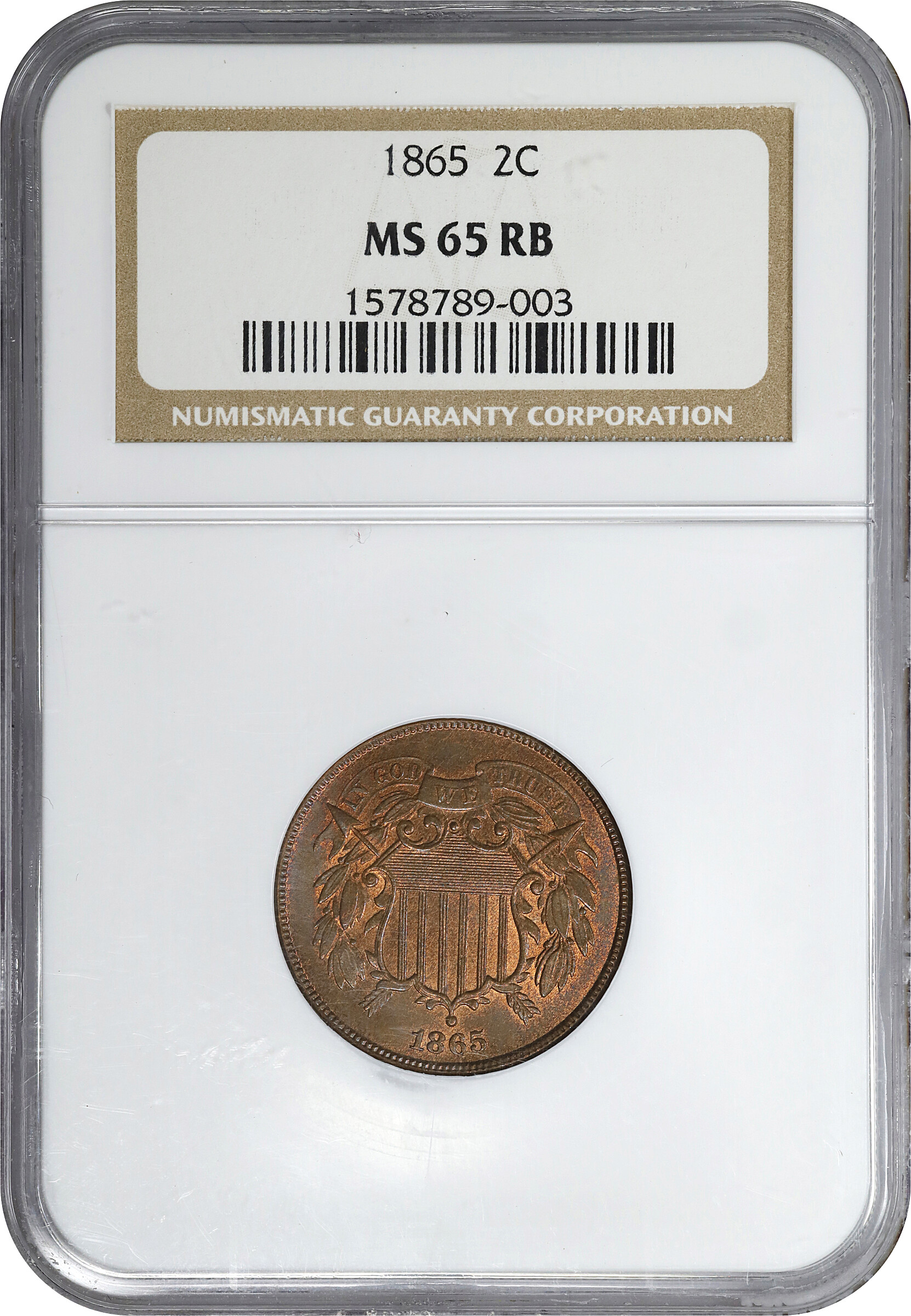 1865 2c Fancy 5 MS RB MS65 RB thumbnail 3