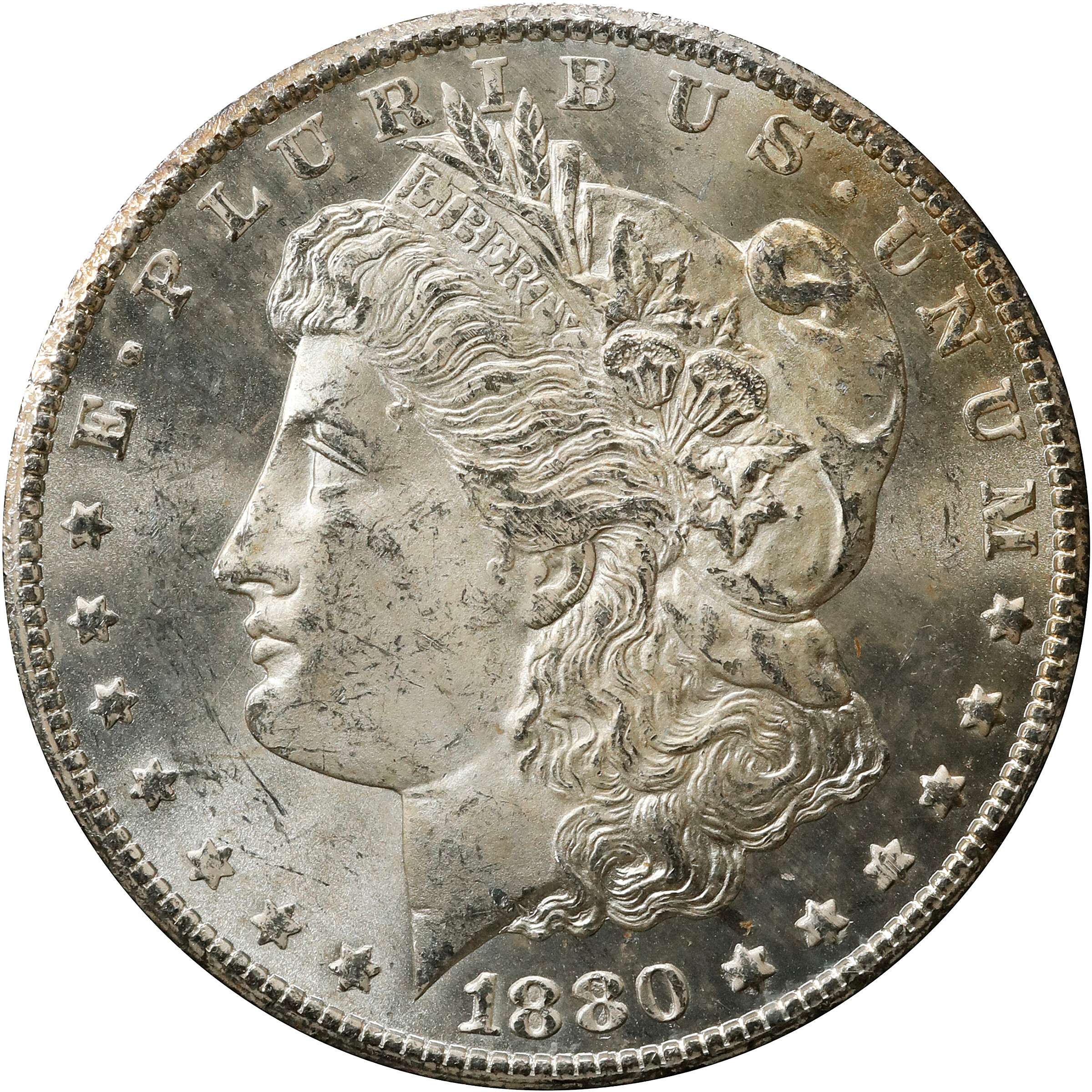 1880-CC GSA Morgan Silver Dollar. 8/Low 7. MS-63 (NGC).