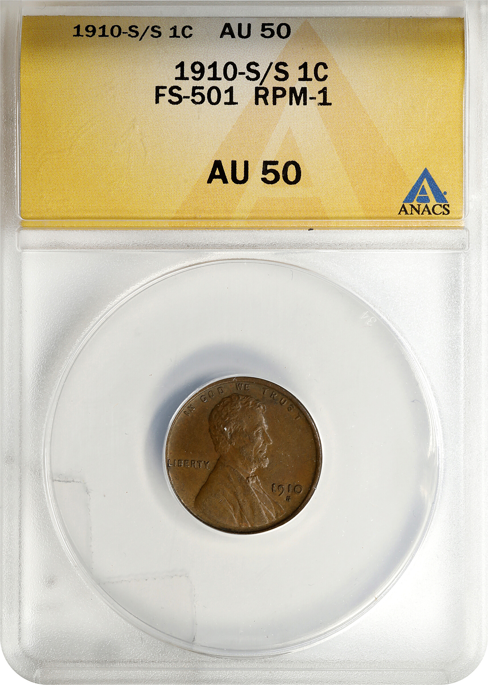 1910-S/S 1c Repunched Mintmark, FS-501 MS BN VF20 BN thumbnail 4