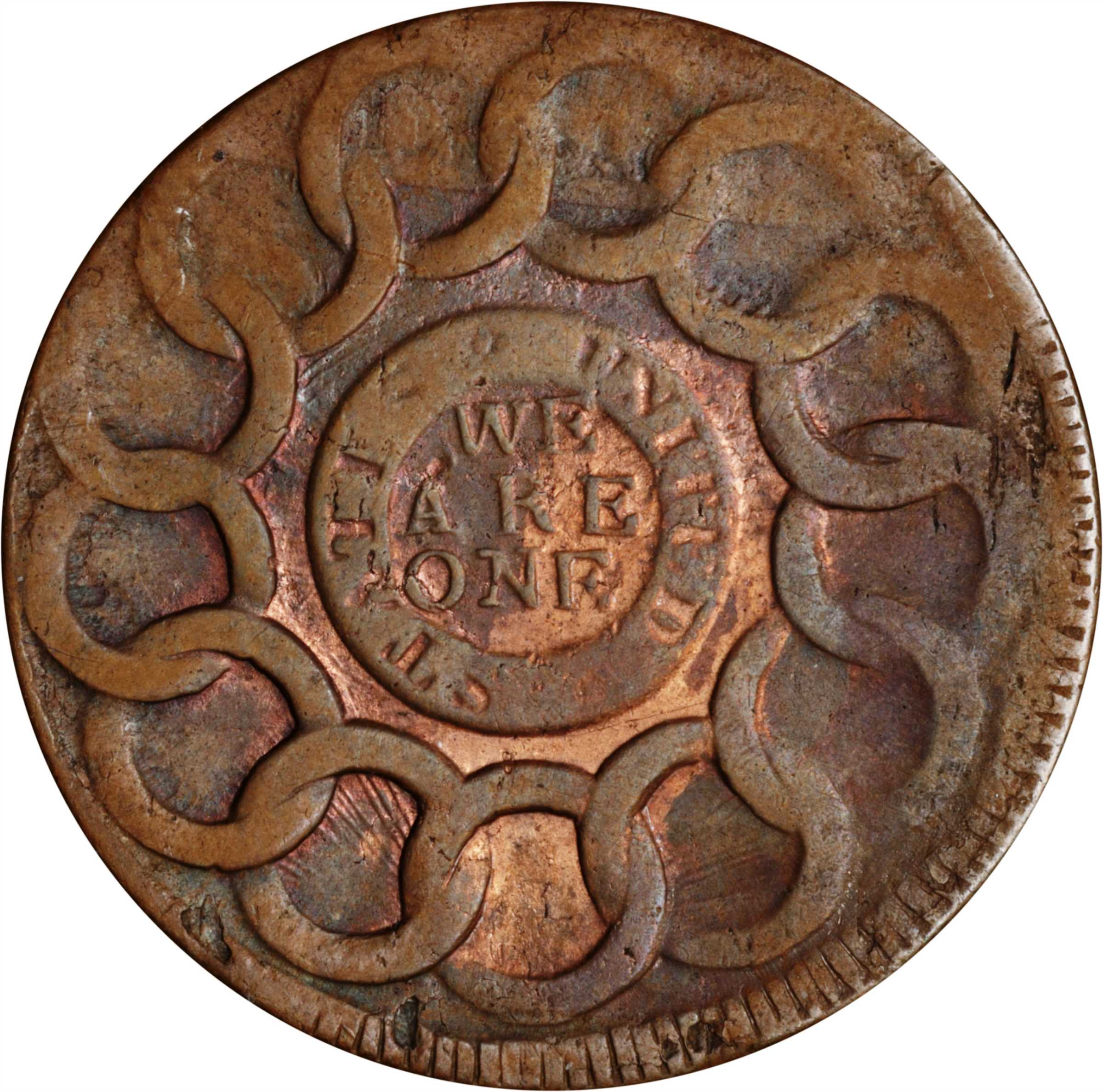 1787 Fugio 1c 4 Cinquefoils, STATES UNITED, Newman 12-M MS BN VG10 BN thumbnail 21