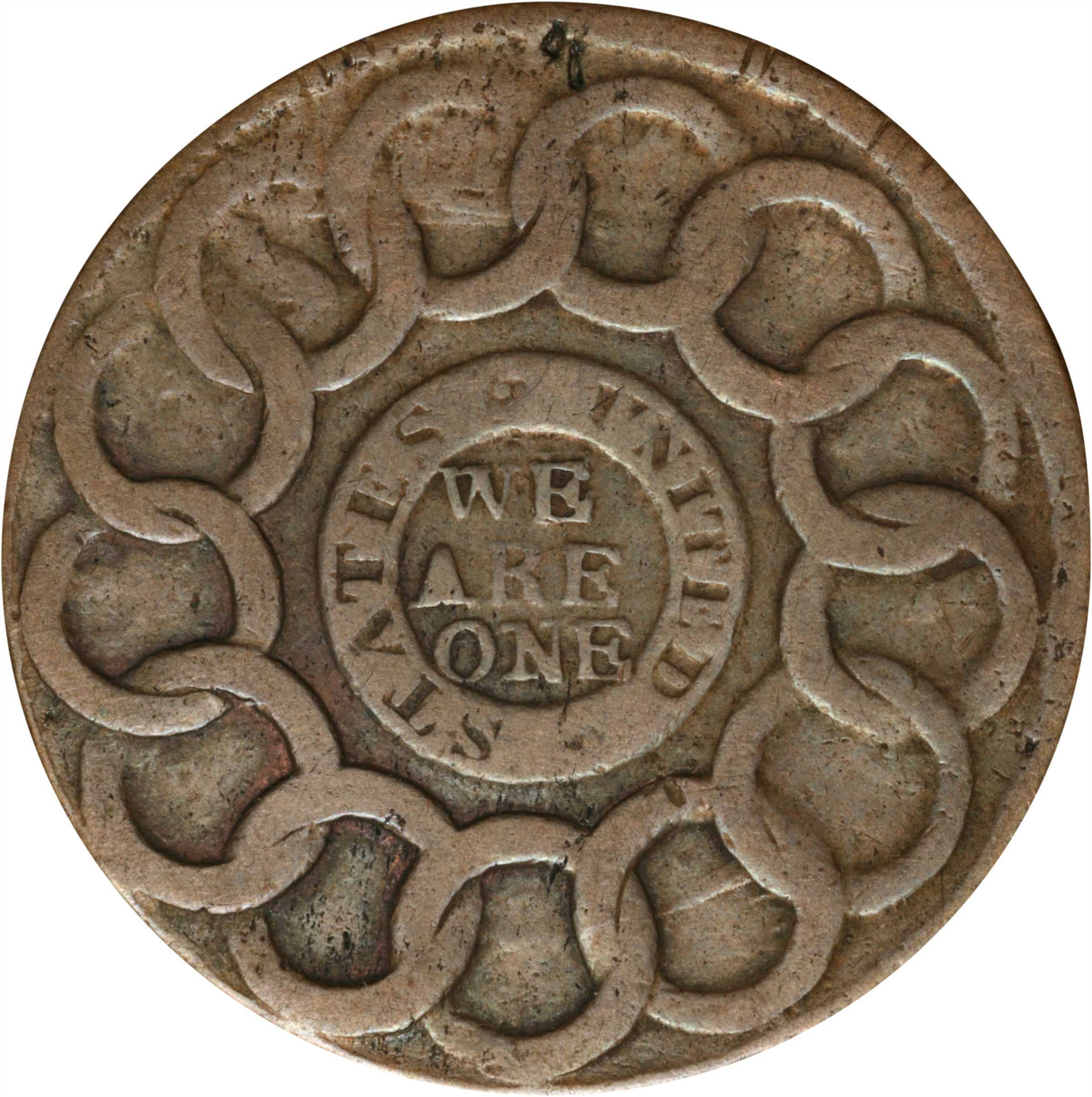 1787 Fugio 1c 4 Cinquefoils, STATES UNITED, Newman 18-U MS BN F15 BN CAC thumbnail 7