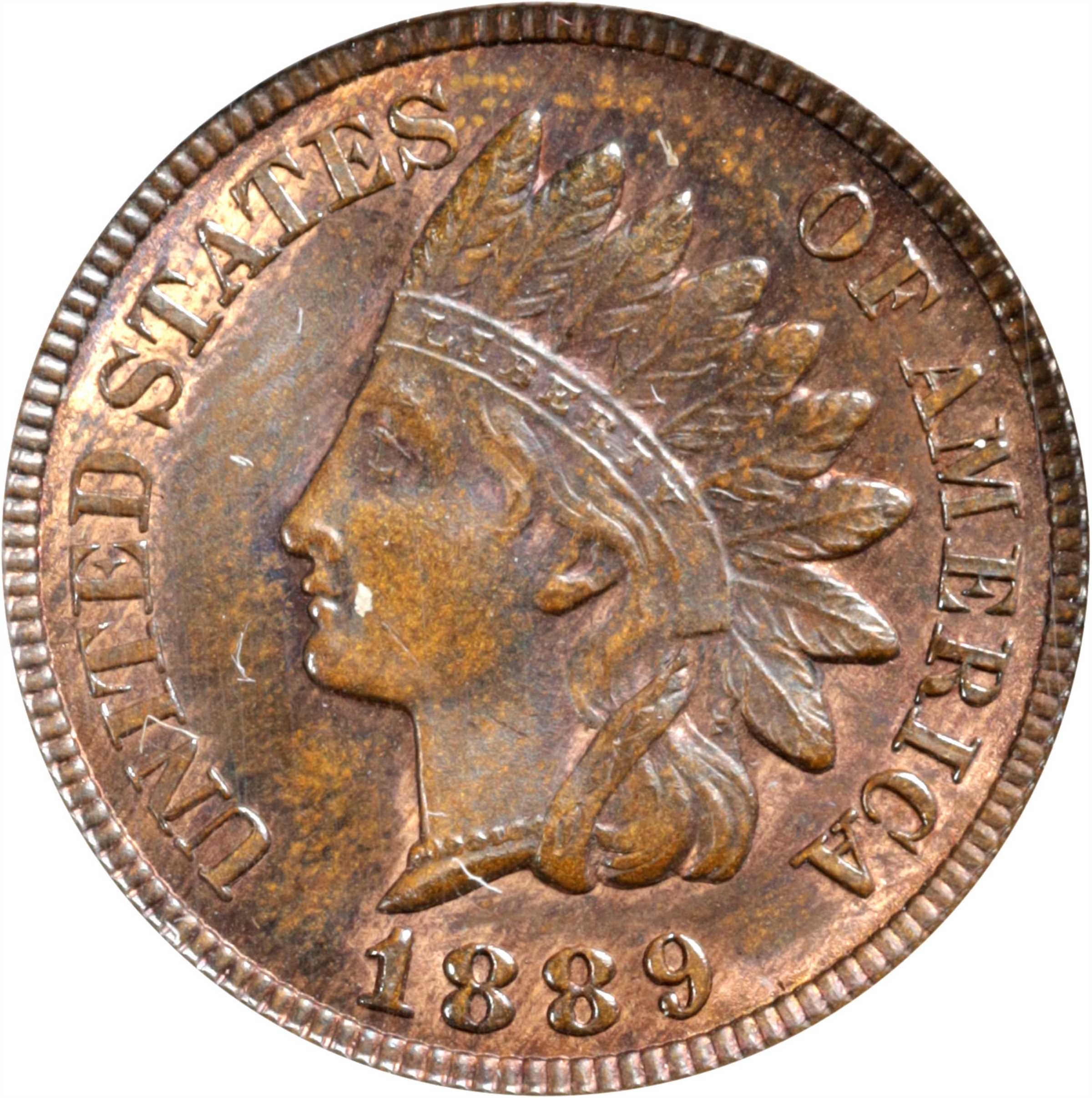 1889 Indian Cent. Snow-1, FS-801. Doubled Die Reverse. MS-63 BN (ANACS).