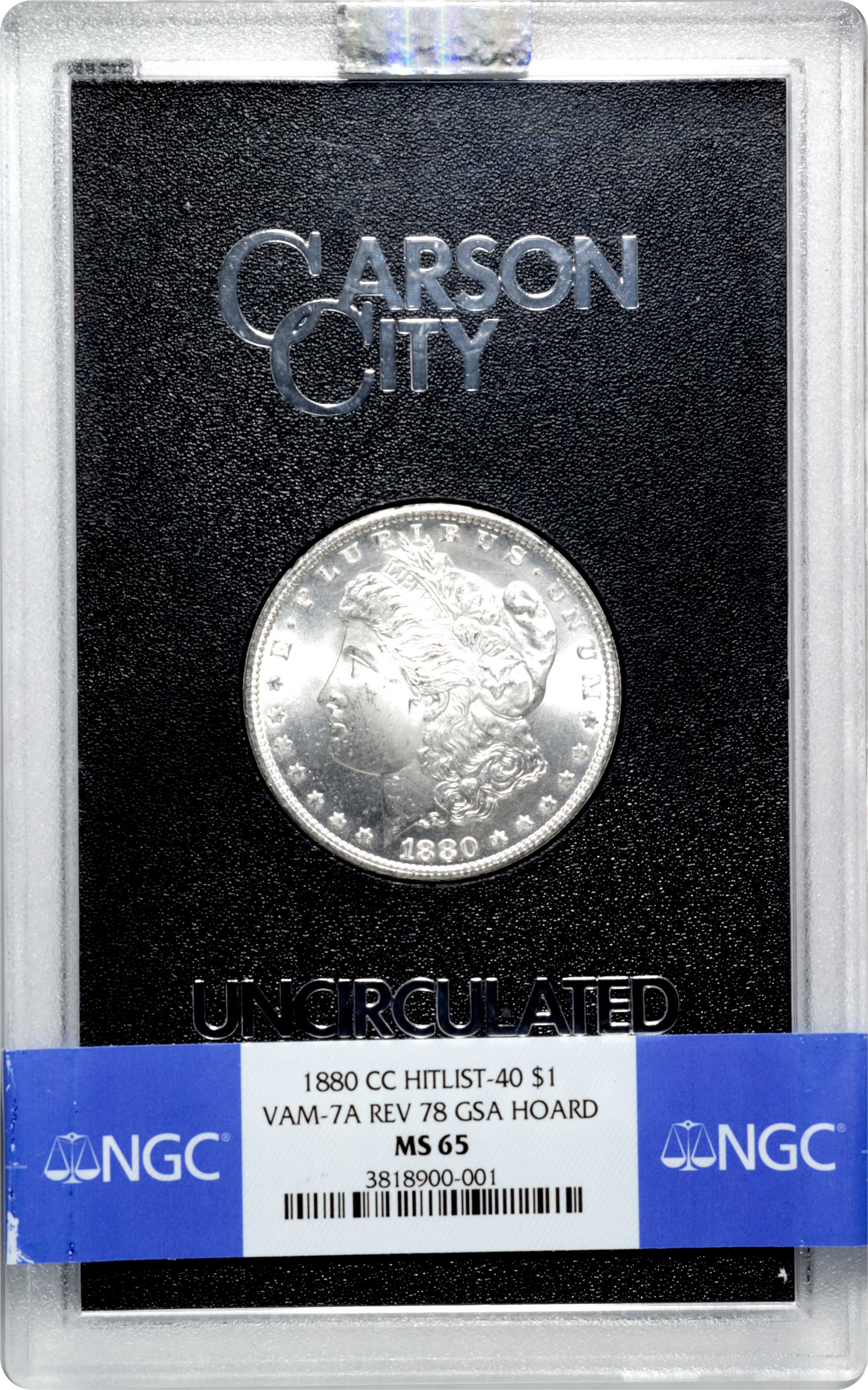 1880-CC $1  GSA Hoard, Reverse of 1878, 8/7, VAM-7 MS65 thumbnail 3