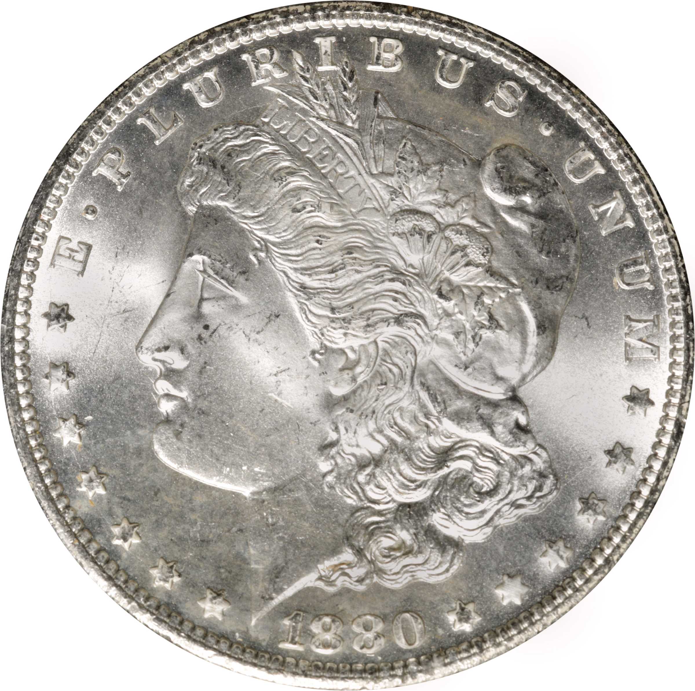 1880-CC GSA Morgan Silver Dollar. VAM-7A. Hit List 40. 8/7, Reverse of 1878. MS-65 (NGC).