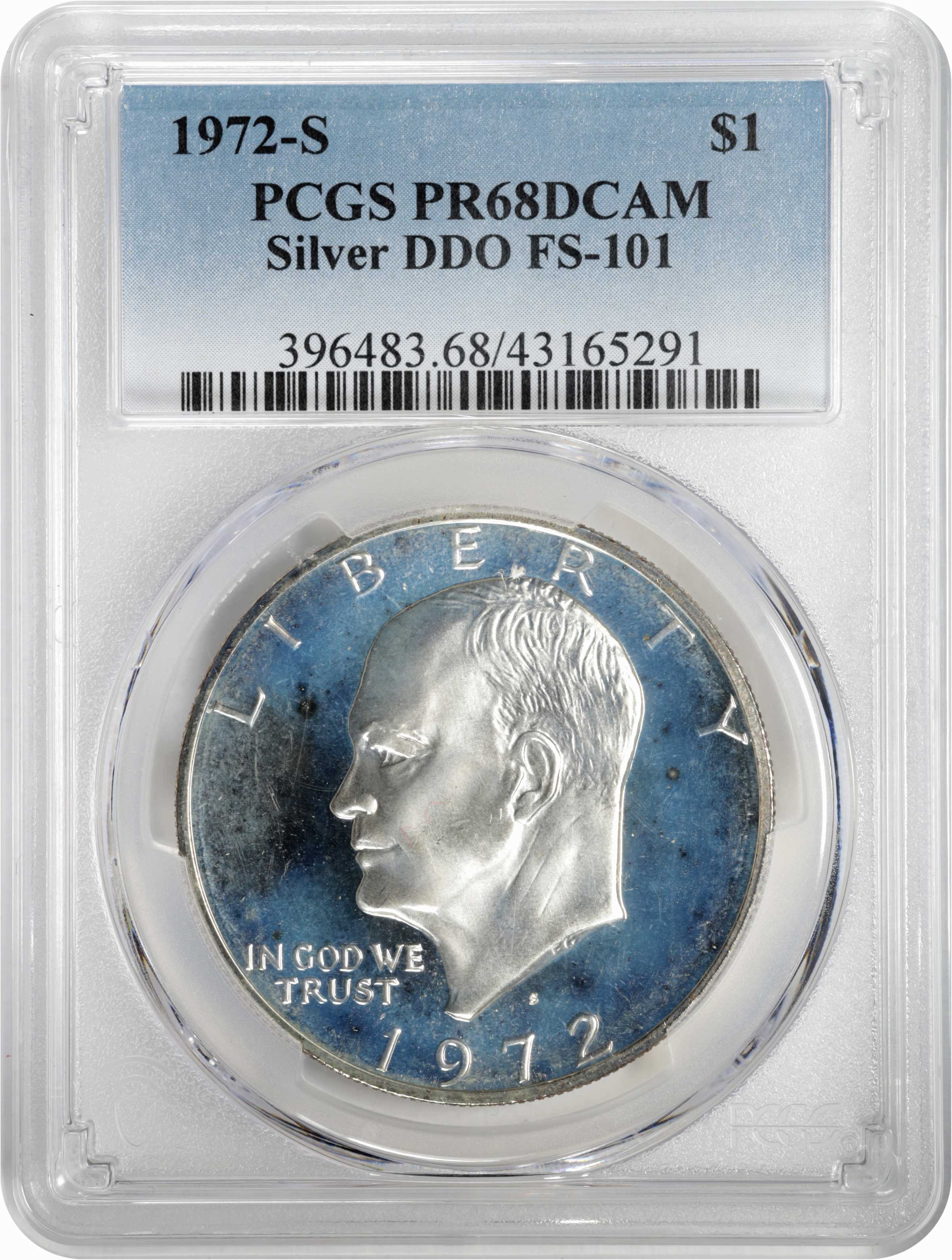 1972-S $1  Silver, Doubled Die Obverse, FS-101 PR DCAM PR63 DCAM thumbnail 3