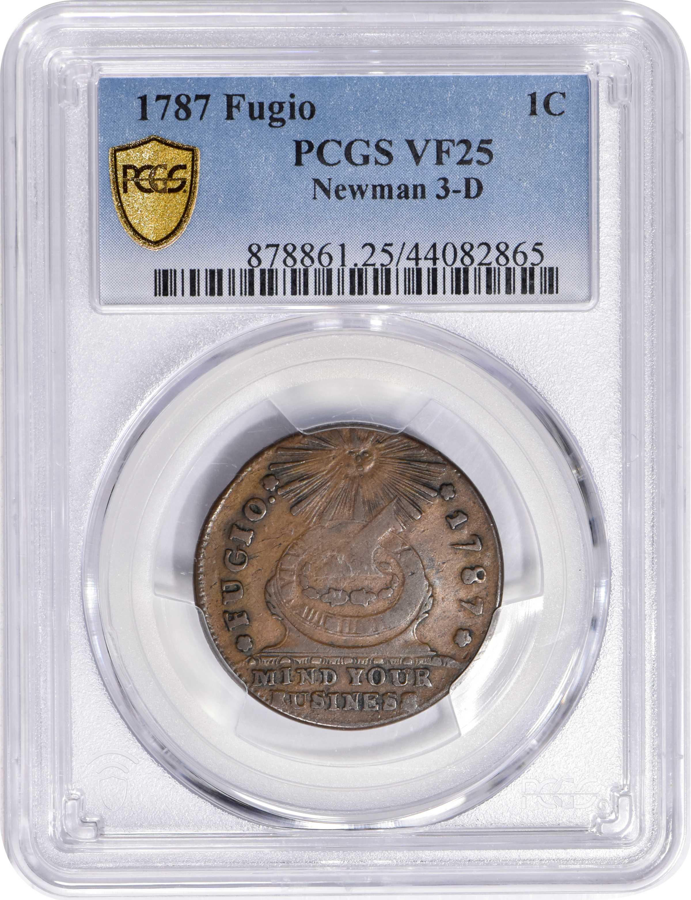 1787 Fugio 1c Club Rays, Rounded Ends, Newman 3-D MS BN VF25 BN thumbnail 4