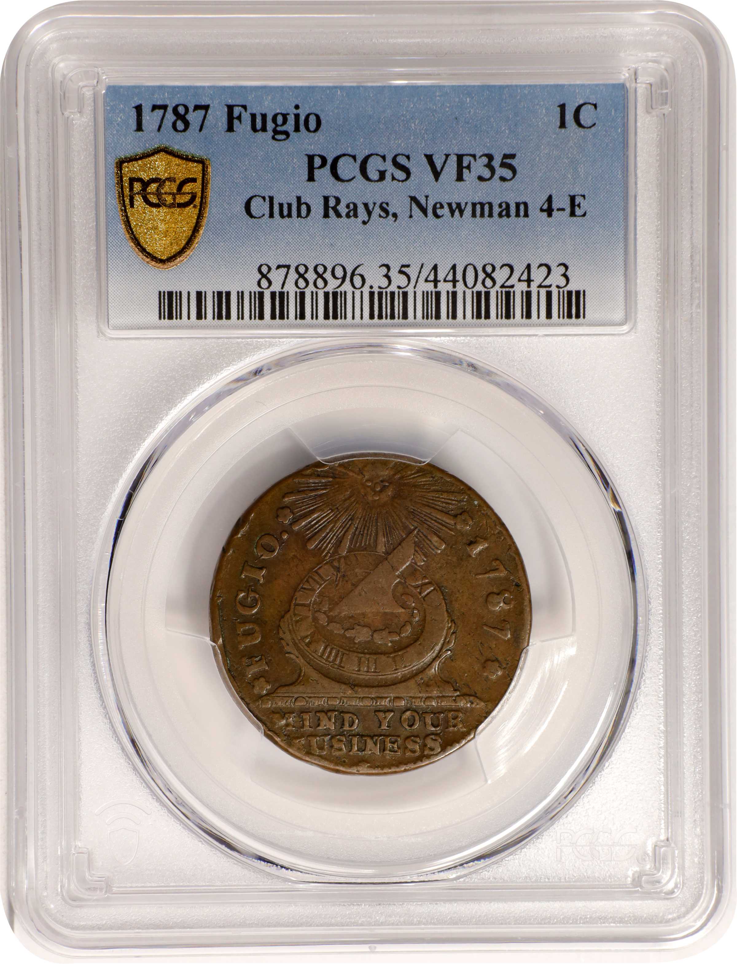 1787 Fugio 1c Club Rays, Rounded Ends, Newman 4-E MS BN VF20 BN thumbnail 13