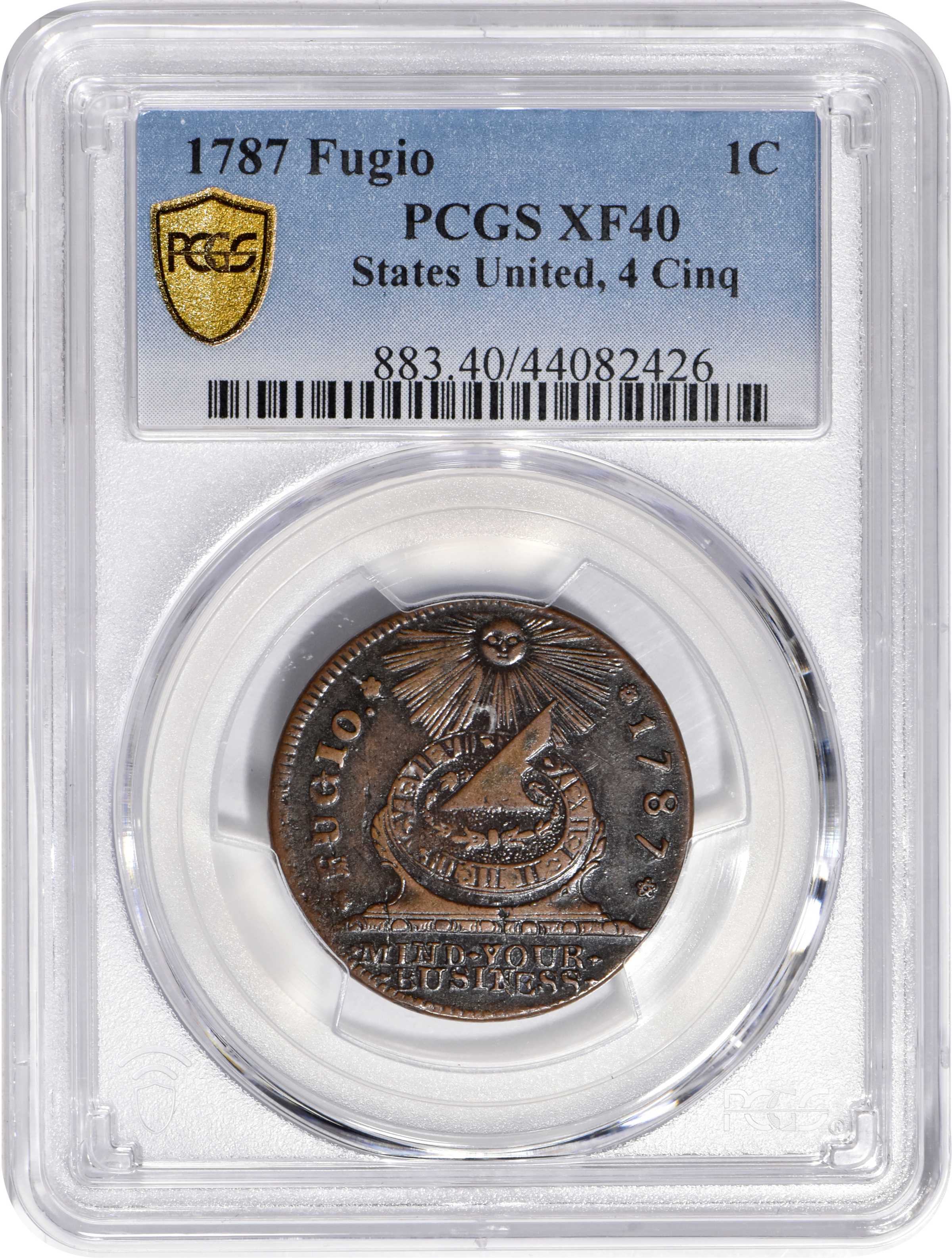 1787 Fugio 1c 4 Cinquefoils, STATES UNITED, Newman 7-T MS BN VF35 BN thumbnail 8