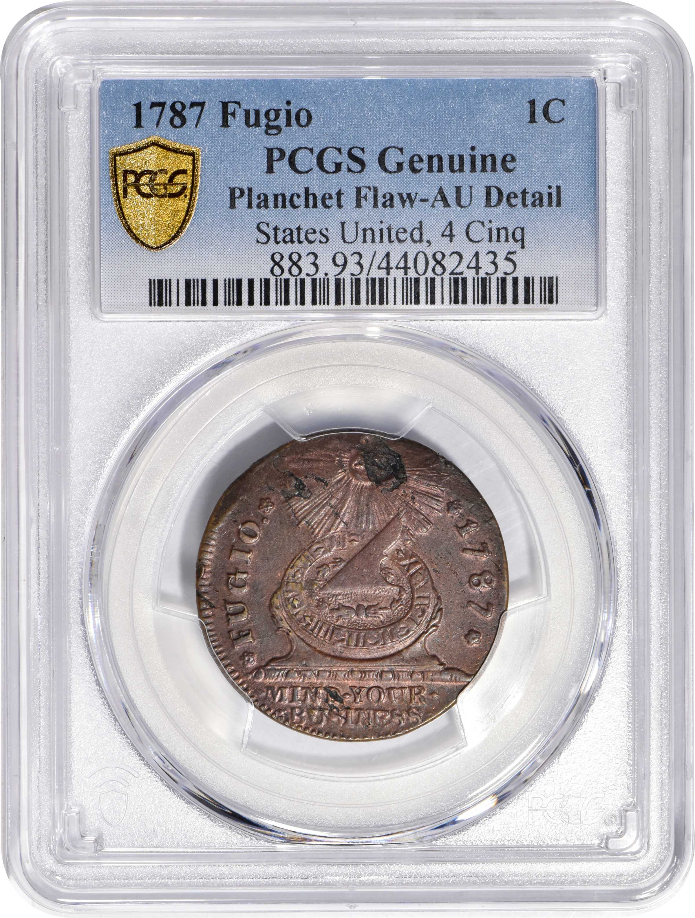 1787 Fugio 1c 4 Cinquefoils, STATES UNITED, Newman 9-P MS BN VG10 BN thumbnail 22