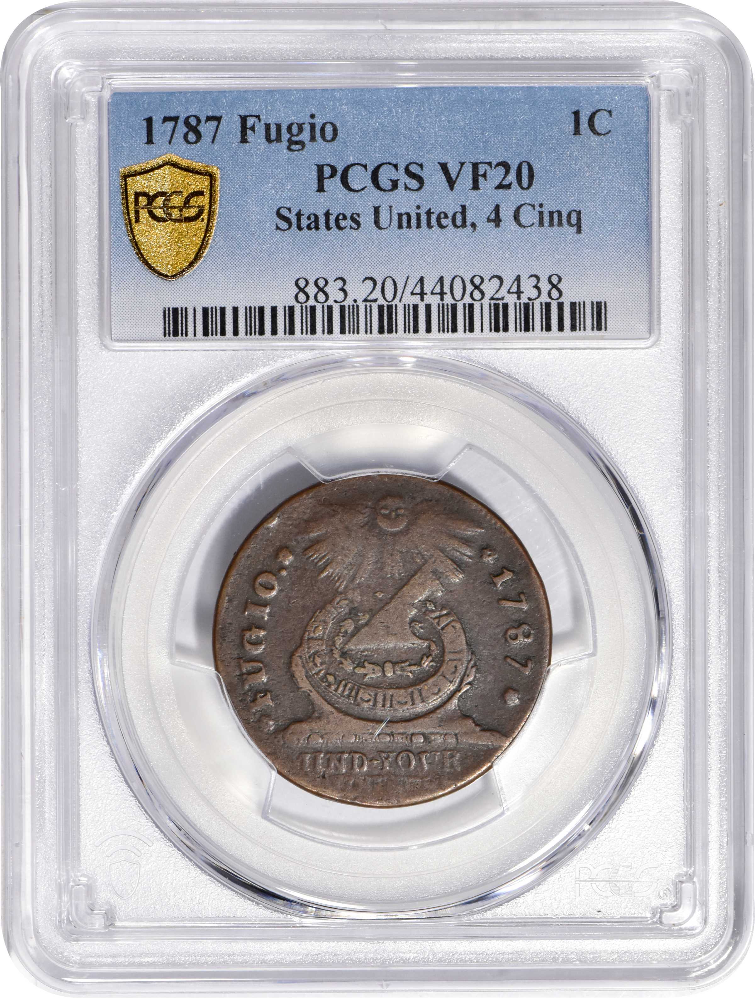1787 Fugio 1c 4 Cinquefoils, STATES UNITED, Newman 9-T MS BN VF20 BN thumbnail 3