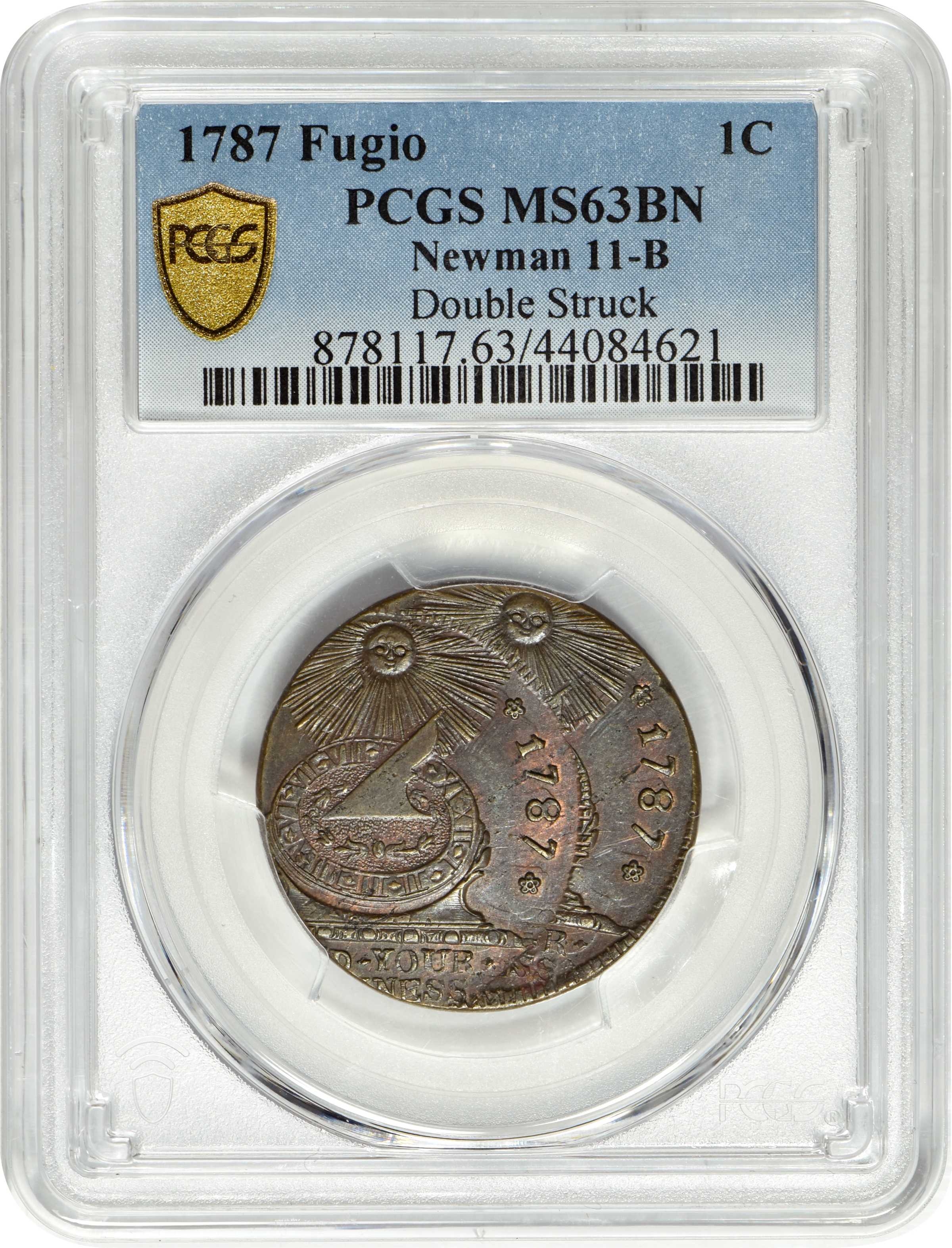 1787 Fugio 1c 4 Cinquefoils, UNITED STATES, Newman 11-B MS BN G4 BN CAC thumbnail 24