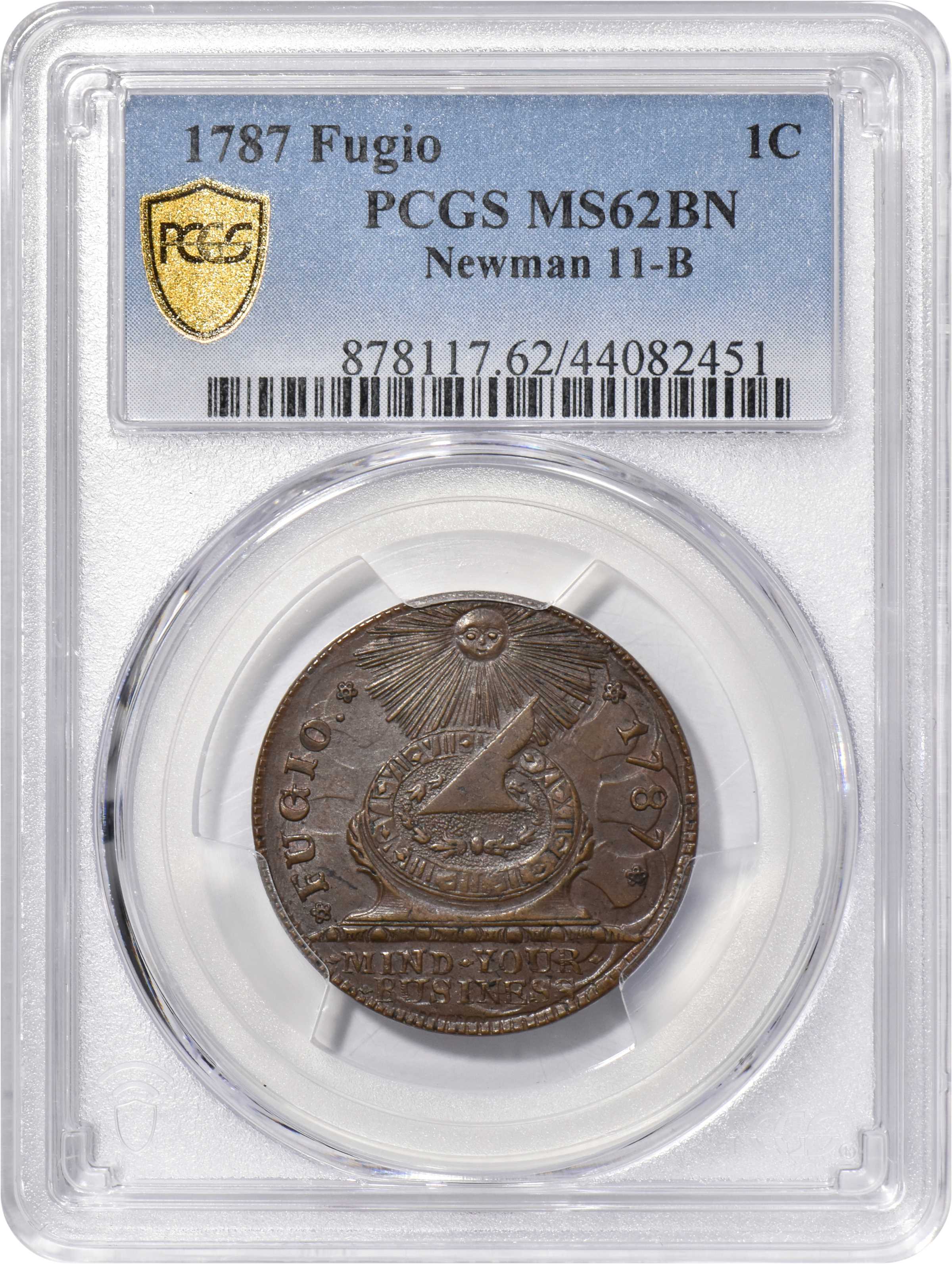 1787 Fugio 1c 4 Cinquefoils, UNITED STATES, Newman 11-B MS BN G4 BN CAC thumbnail 18