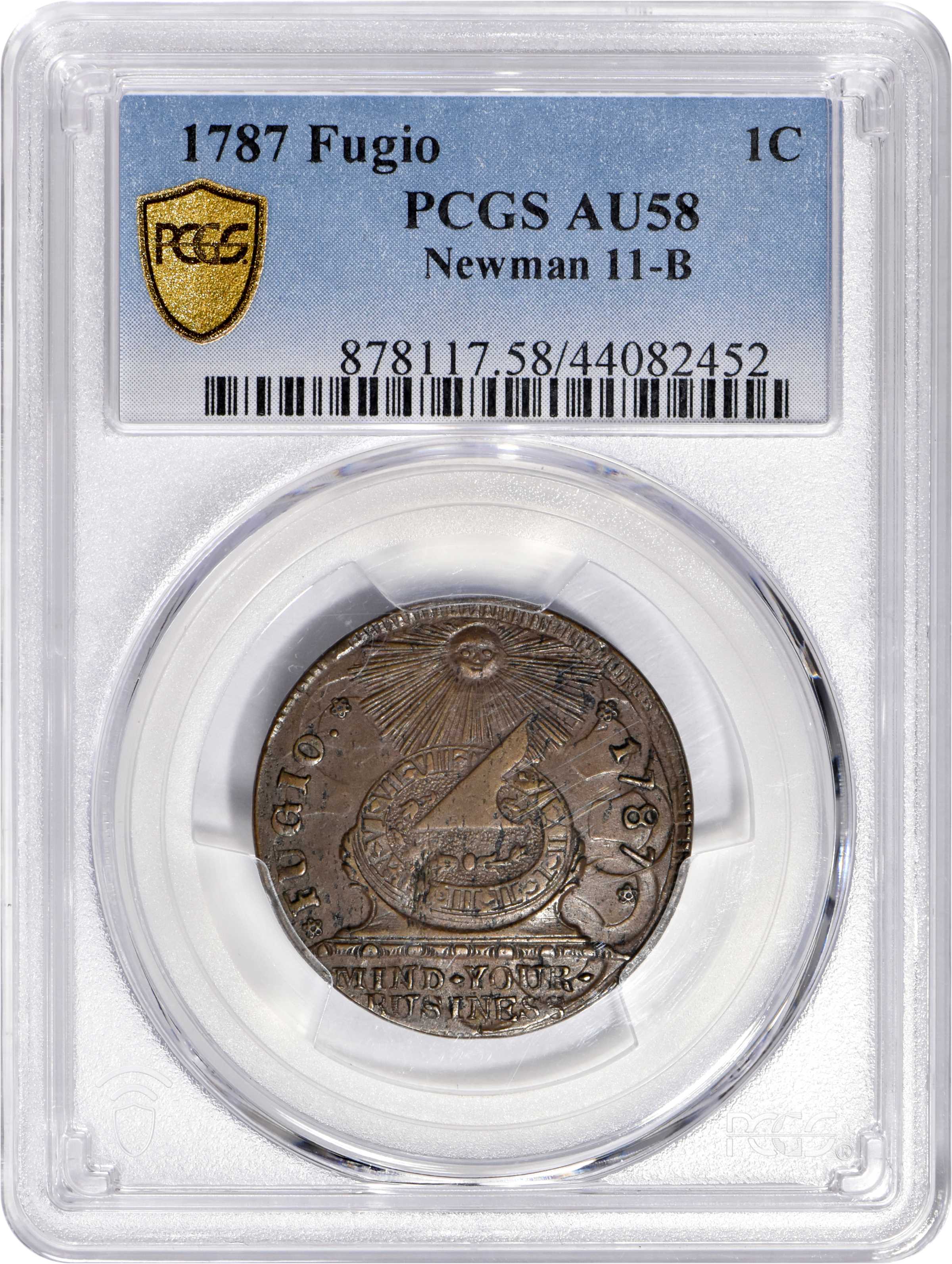 1787 Fugio 1c 4 Cinquefoils, UNITED STATES, Newman 11-B MS BN G4 BN CAC thumbnail 6