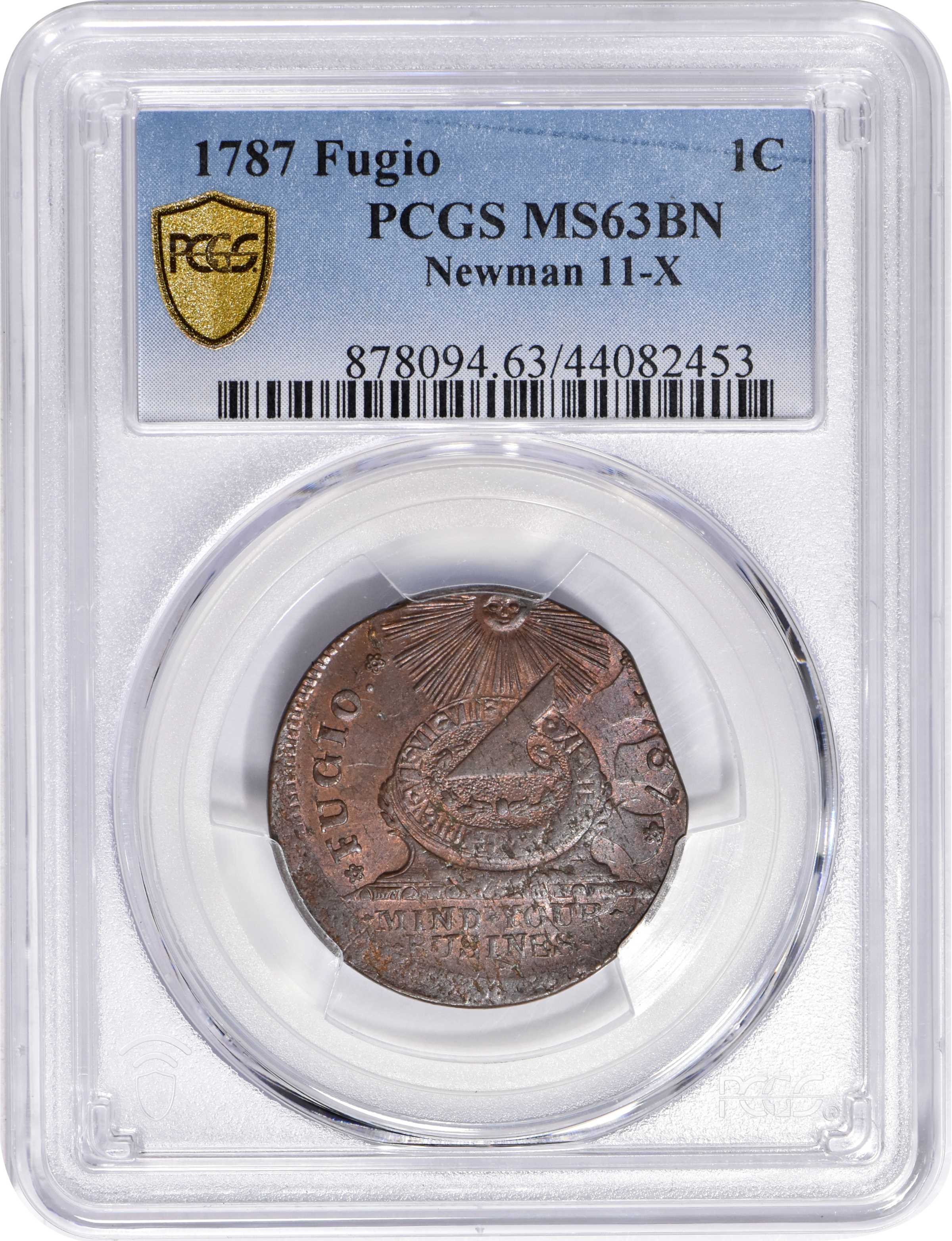 1787 Fugio 1c 4 Cinquefoils, STATES UNITED, Newman 11-X MS BN MS61 BN thumbnail 11