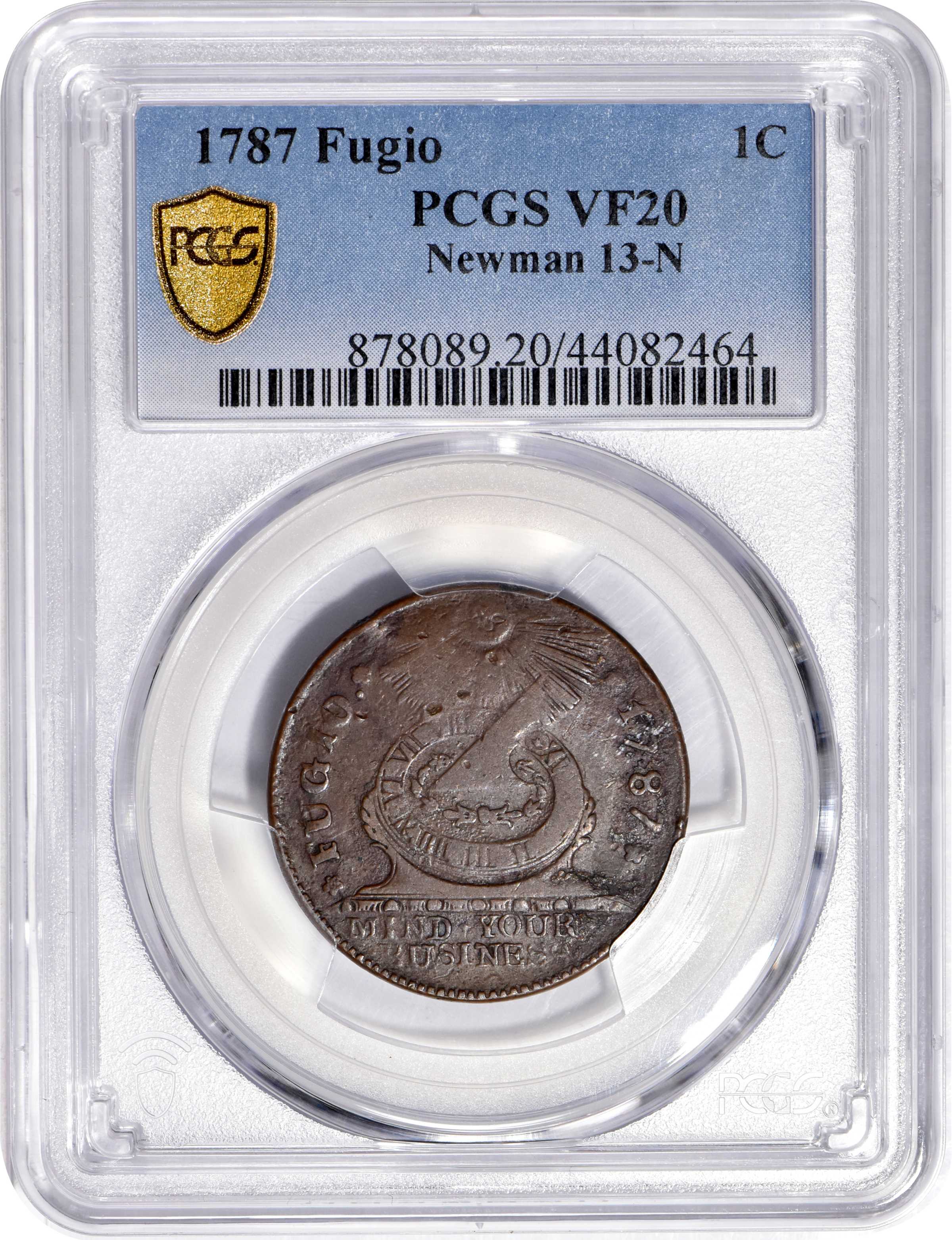 1787 Fugio 1c 4 Cinquefoils, STATES UNITED, Newman 13-N MS BN VF20 BN CAC thumbnail 3