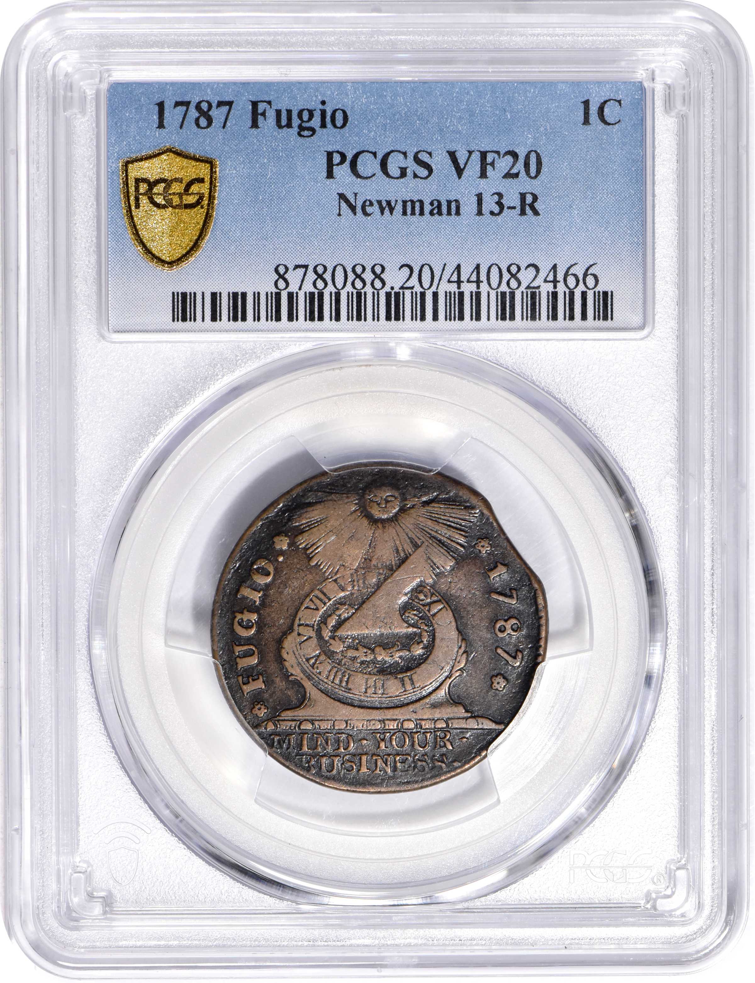 1787 Fugio 1c 4 Cinquefoils, STATES UNITED, Newman 13-R MS BN VG10 BN CAC thumbnail 9