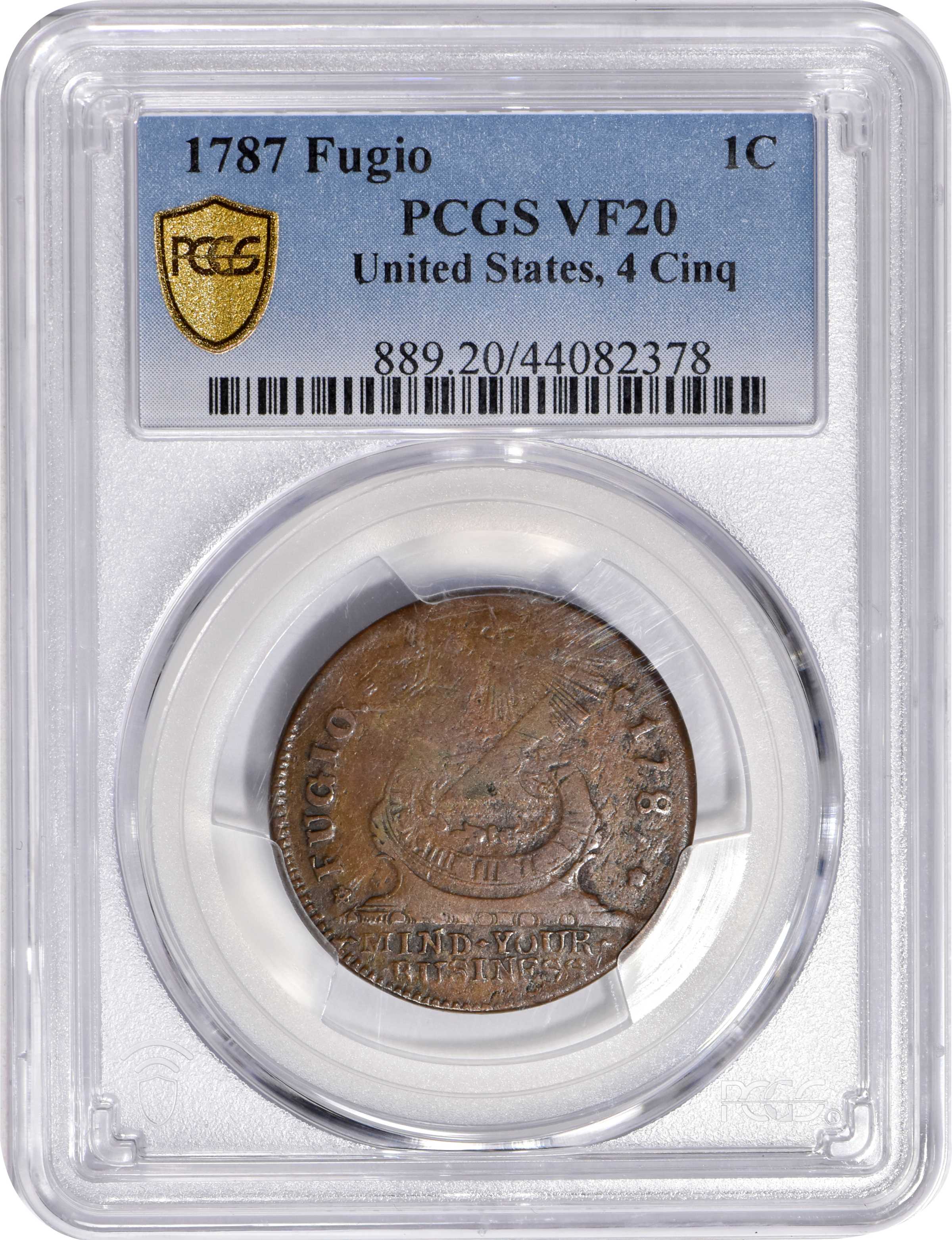 1787 Fugio 1c 4 Cinquefoils, UNITED STATES, Newman 16-H MS BN F15 BN CAC thumbnail 7