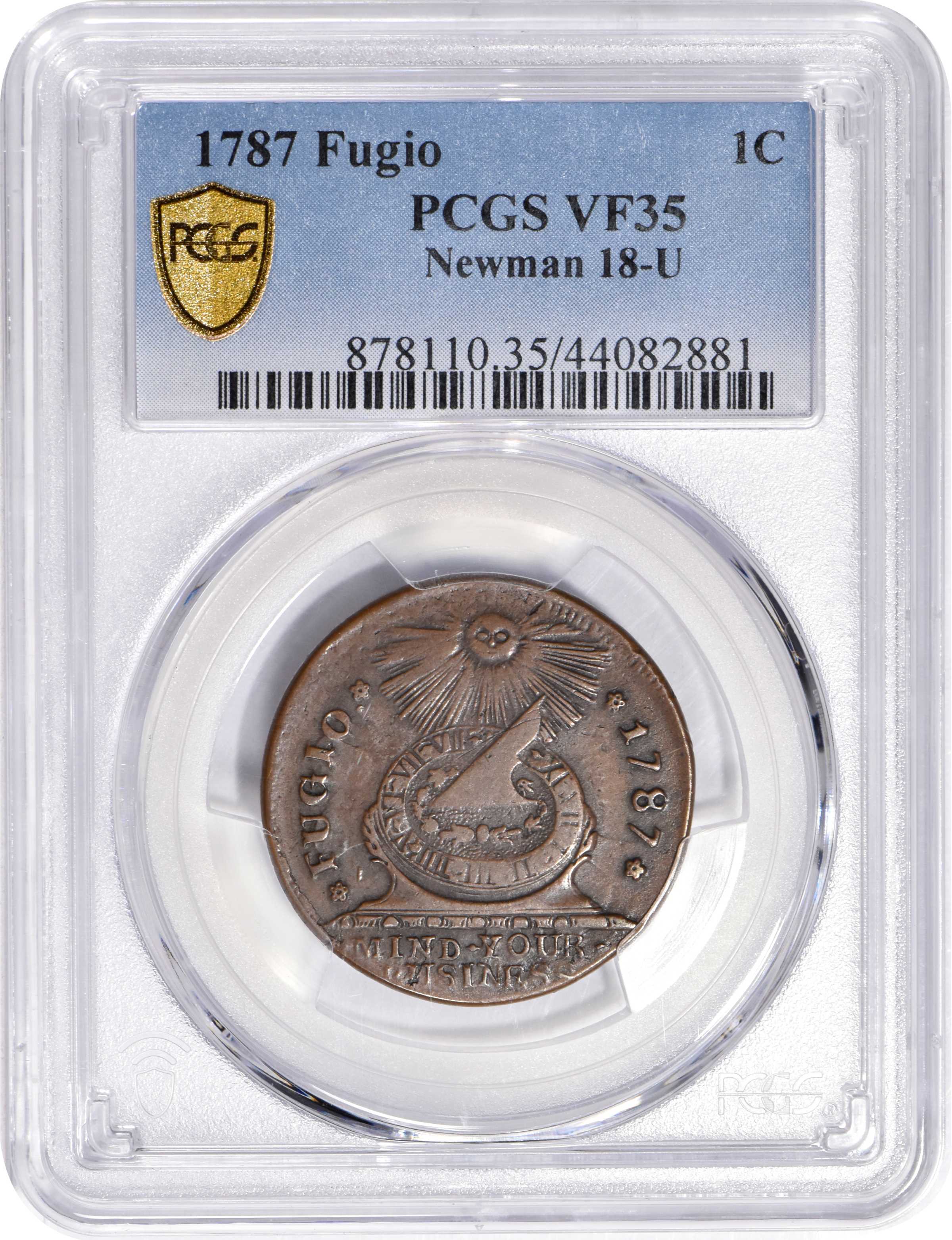 1787 Fugio 1c 4 Cinquefoils, STATES UNITED, Newman 18-U MS BN F15 BN CAC thumbnail 10