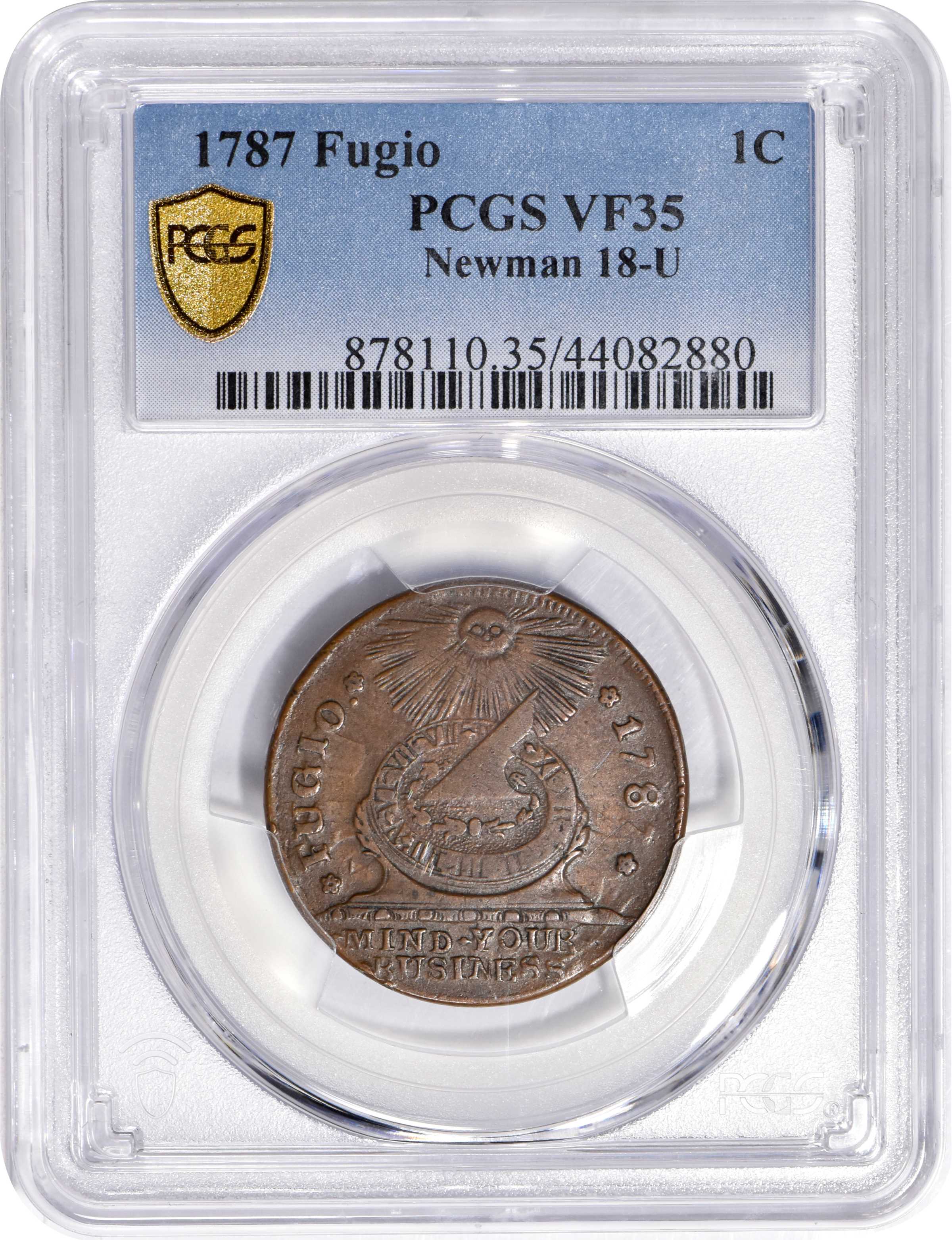 1787 Fugio 1c 4 Cinquefoils, STATES UNITED, Newman 18-U MS BN F15 BN CAC thumbnail 14