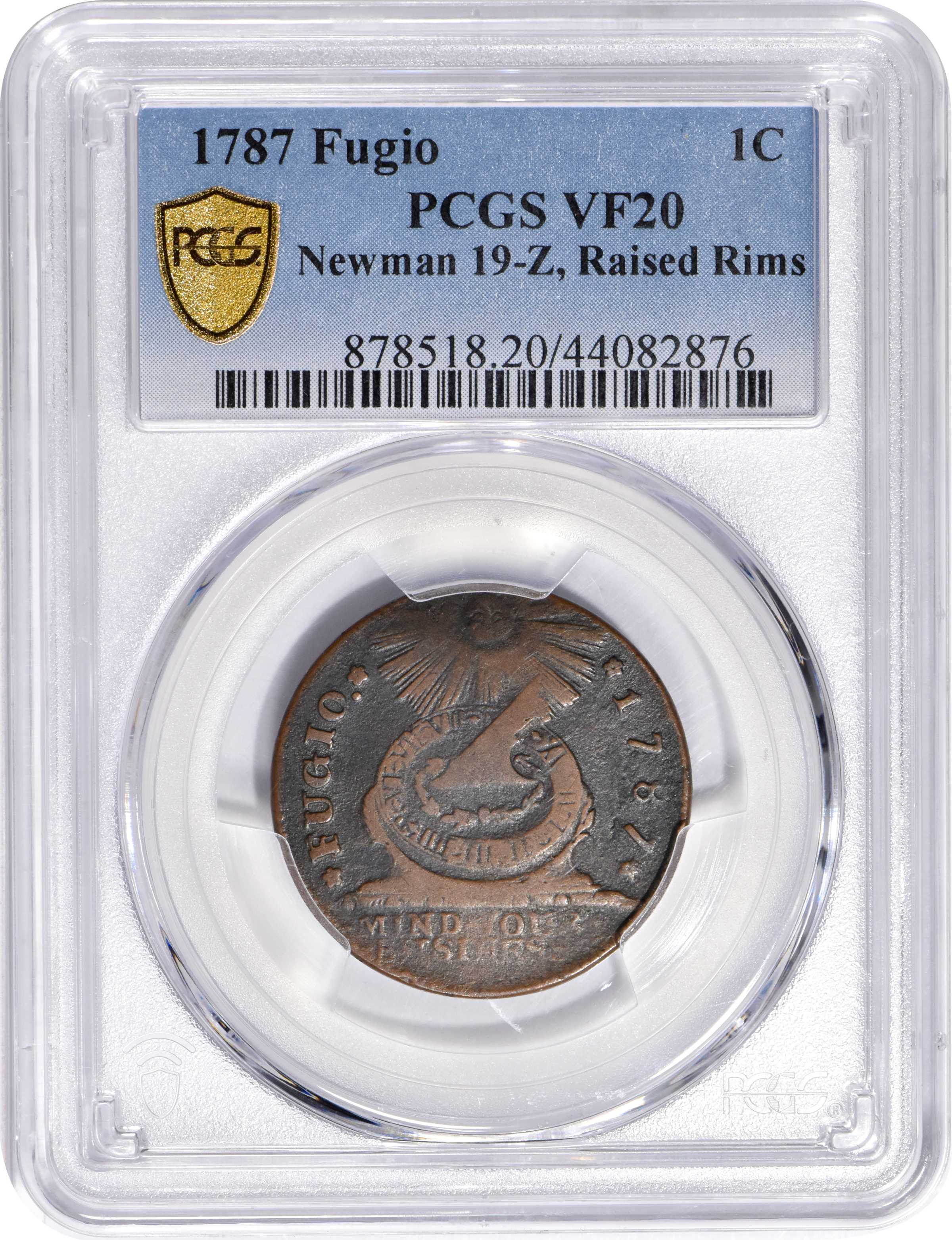 1787 Fugio 1c Cinquefoils, Raised Rims, Newman 19-Z MS BN VG10 BN thumbnail 13