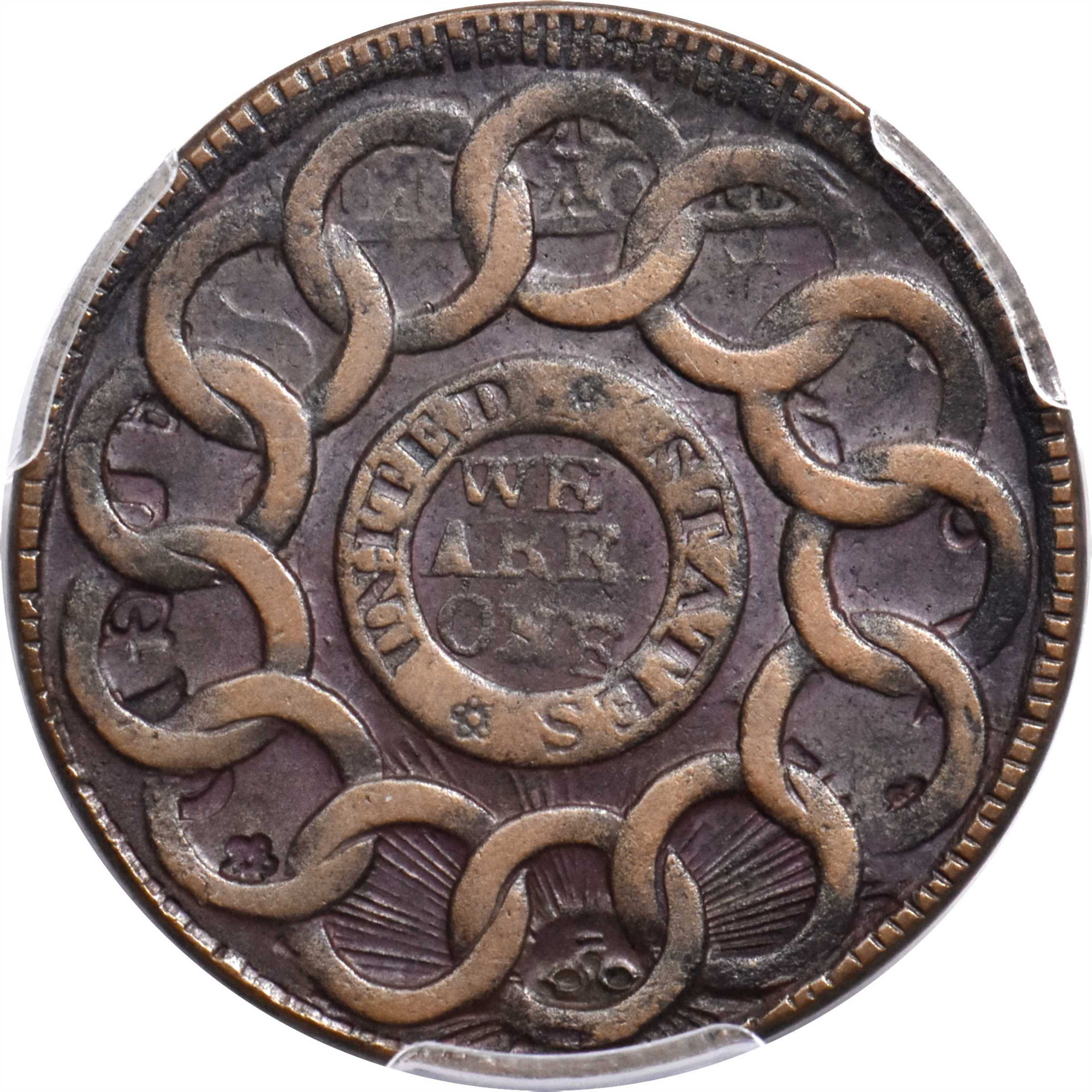 1787 Fugio 1c 4 Cinquefoils, UNITED STATES, Newman 21-I MS BN XF40 BN thumbnail 6