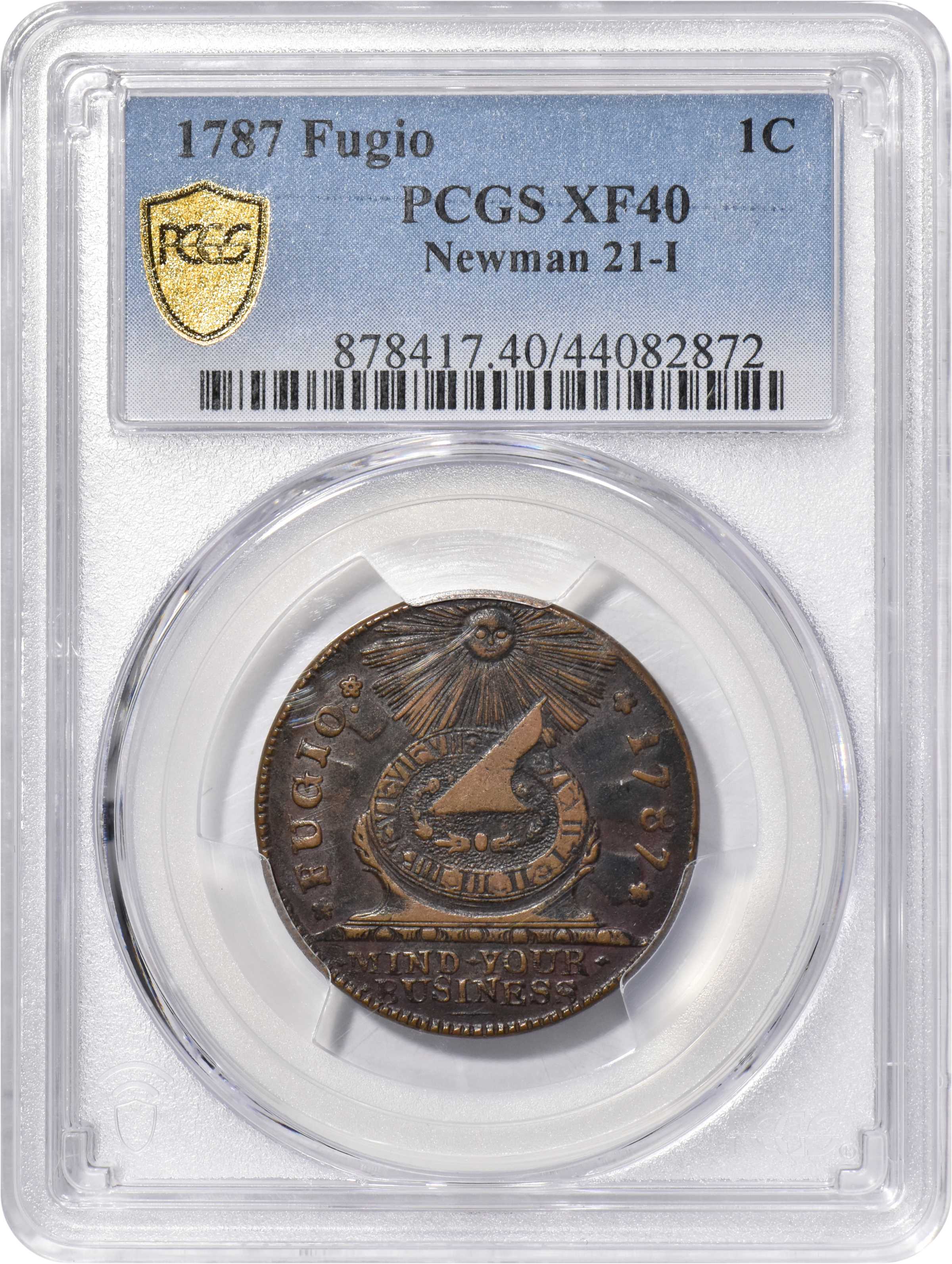 1787 Fugio 1c 4 Cinquefoils, UNITED STATES, Newman 21-I MS BN XF40 BN thumbnail 7